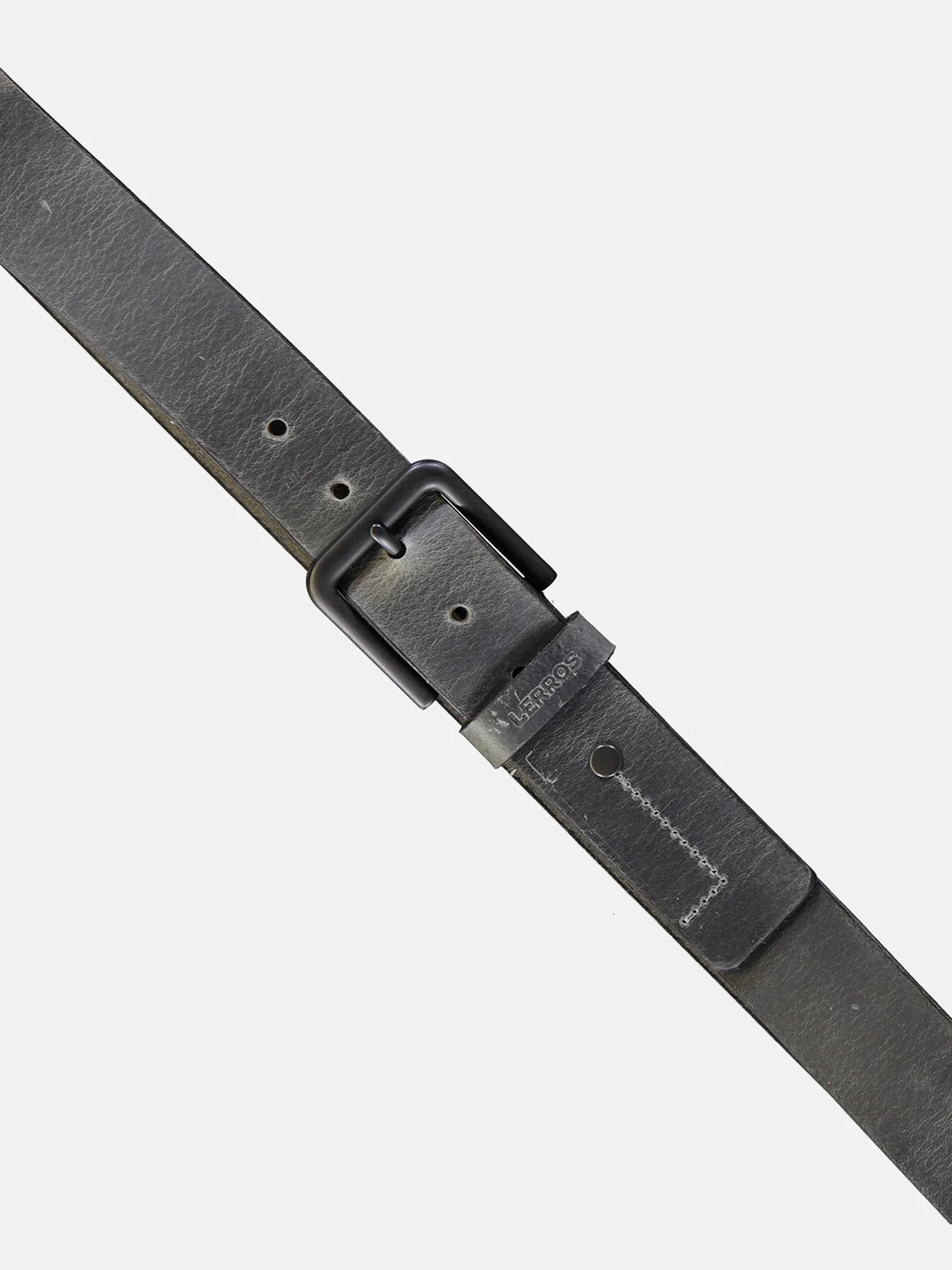 5003018 LEREN RIEM MATTHEW MET ZWARTE GESP (250 MID GREY MELANGE)