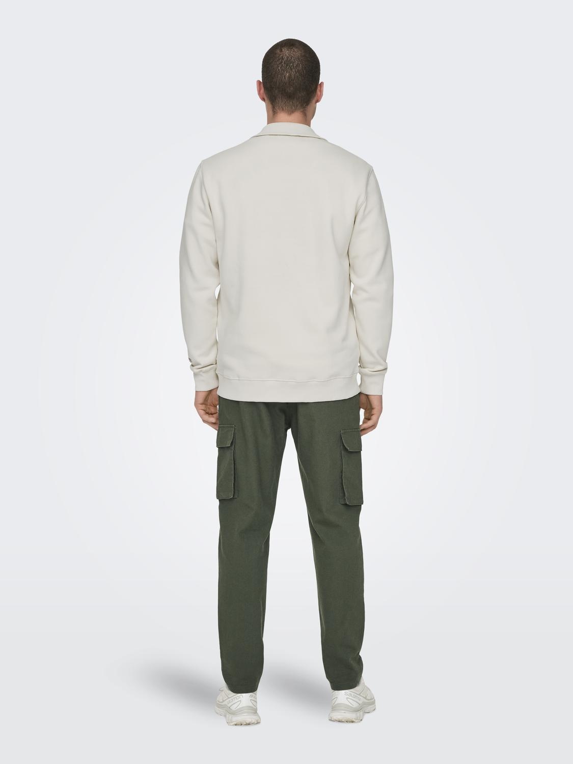 ONSRILEY REG 1/4 ZIP HIGH NECK SWT VD ANTIQUE WHITE