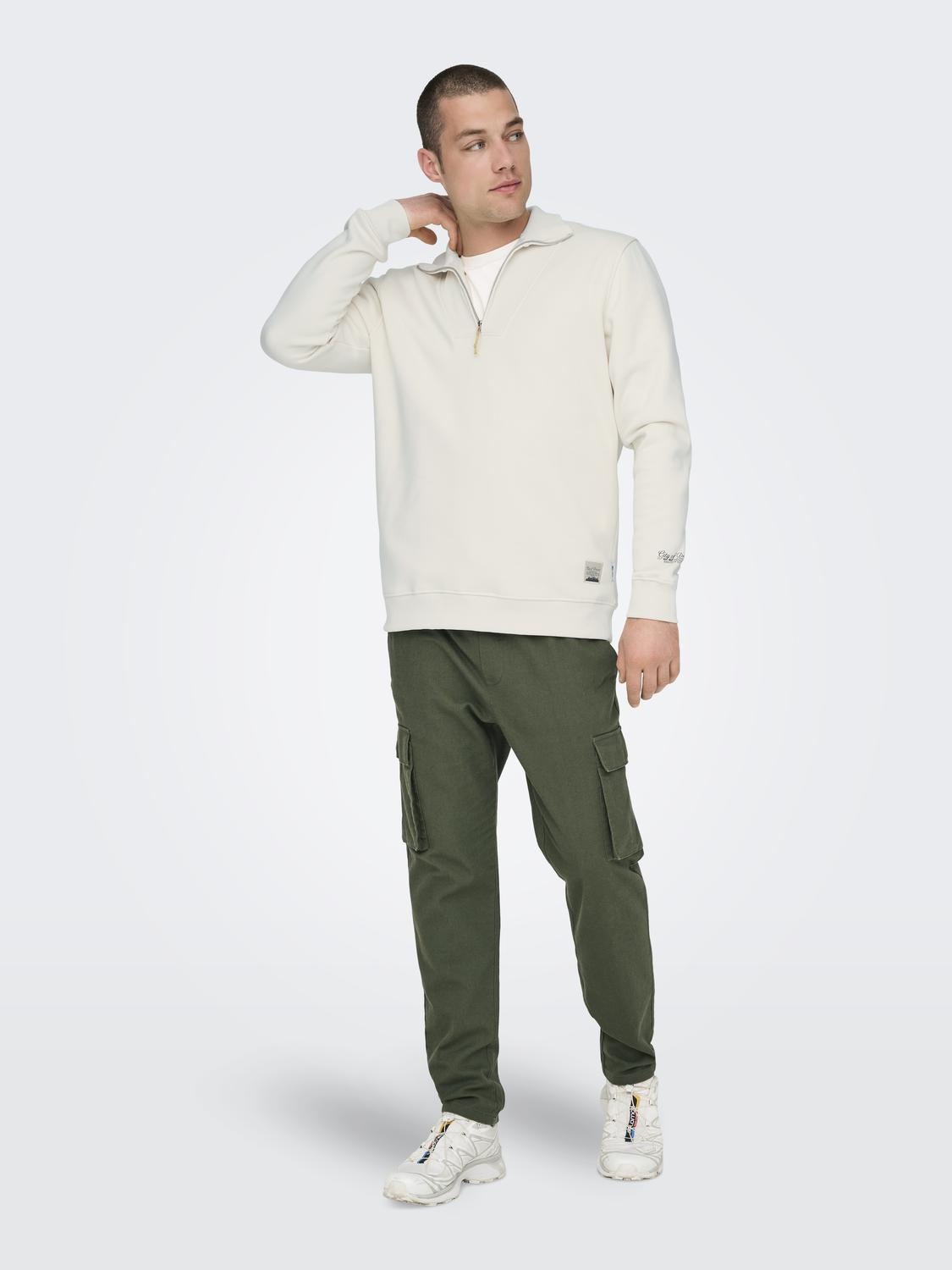 ONSRILEY REG 1/4 ZIP HIGH NECK SWT VD ANTIQUE WHITE