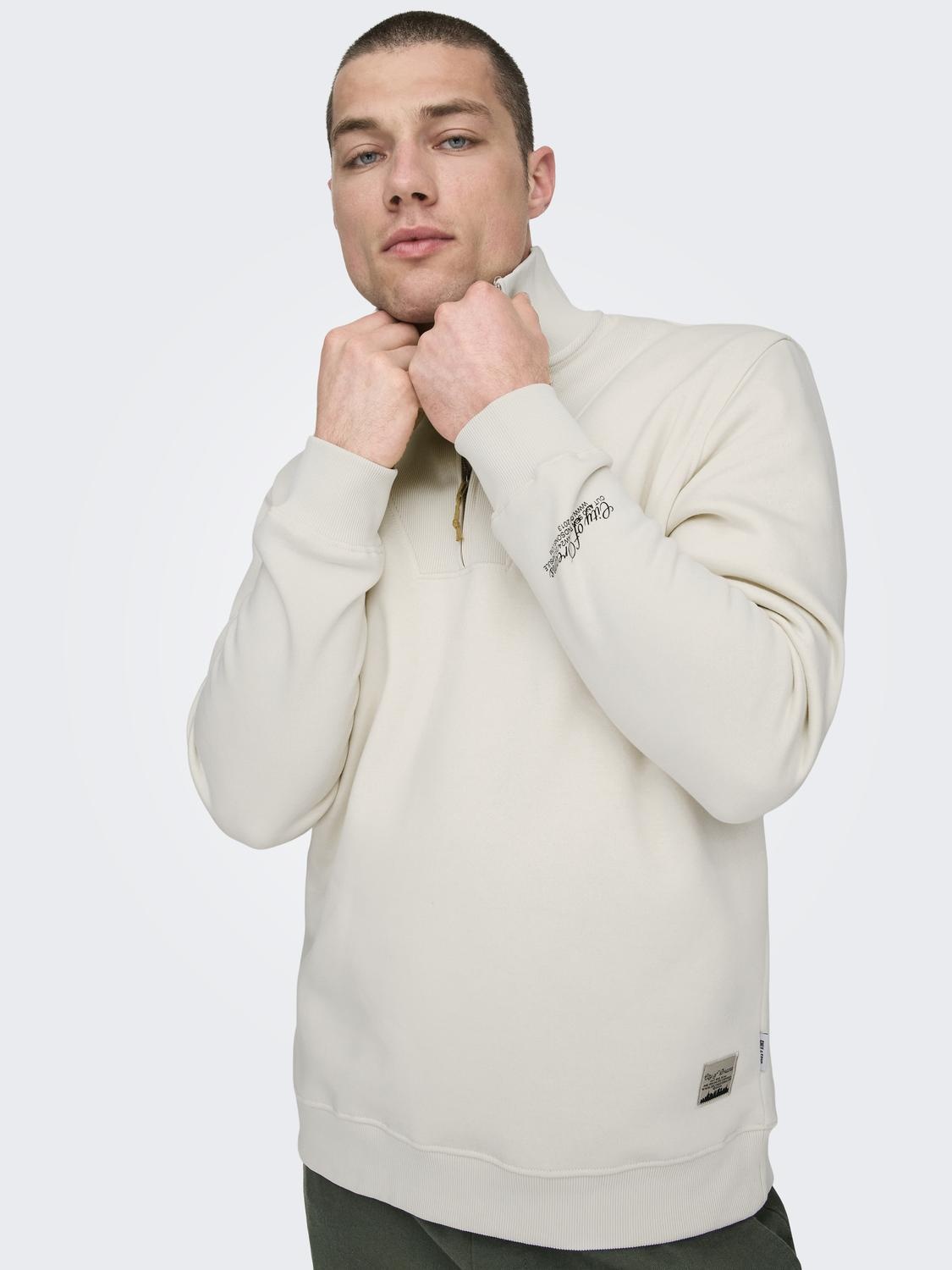 ONSRILEY REG 1/4 ZIP HIGH NECK SWT VD ANTIQUE WHITE