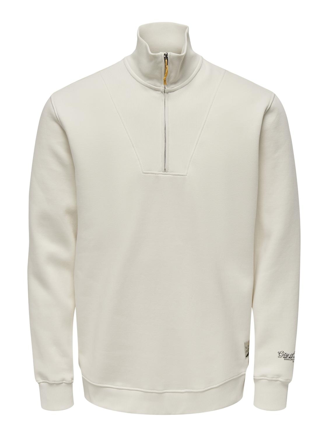 ONSRILEY REG 1/4 ZIP HIGH NECK SWT VD ANTIQUE WHITE