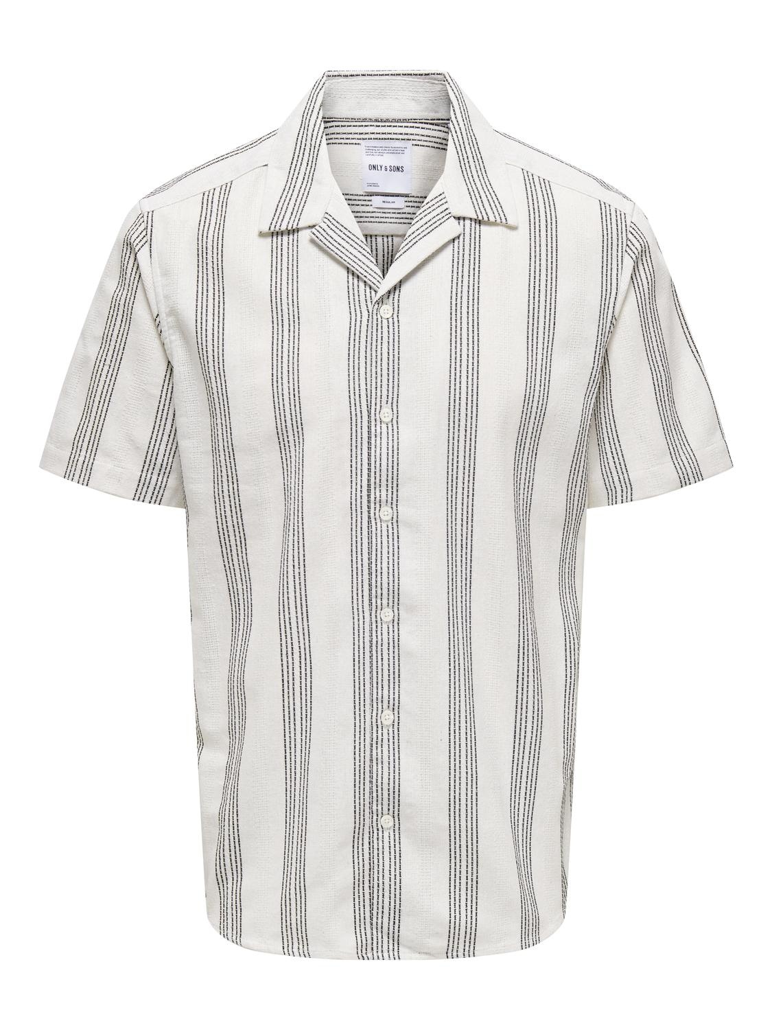 Only & Sons ONSTRUE REG SS STRUC STRIPE SHIRT ANTIQUE WHITE