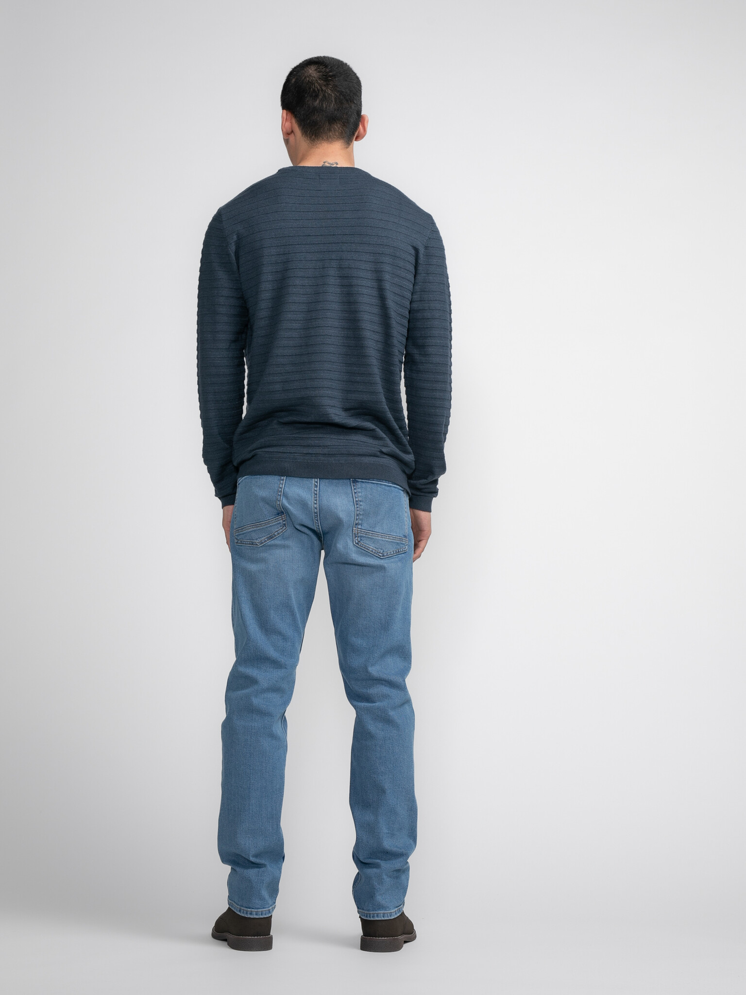 M-3040-KWR269 Men Knitwear Round Neck Basic (5185 Midnight Blue)