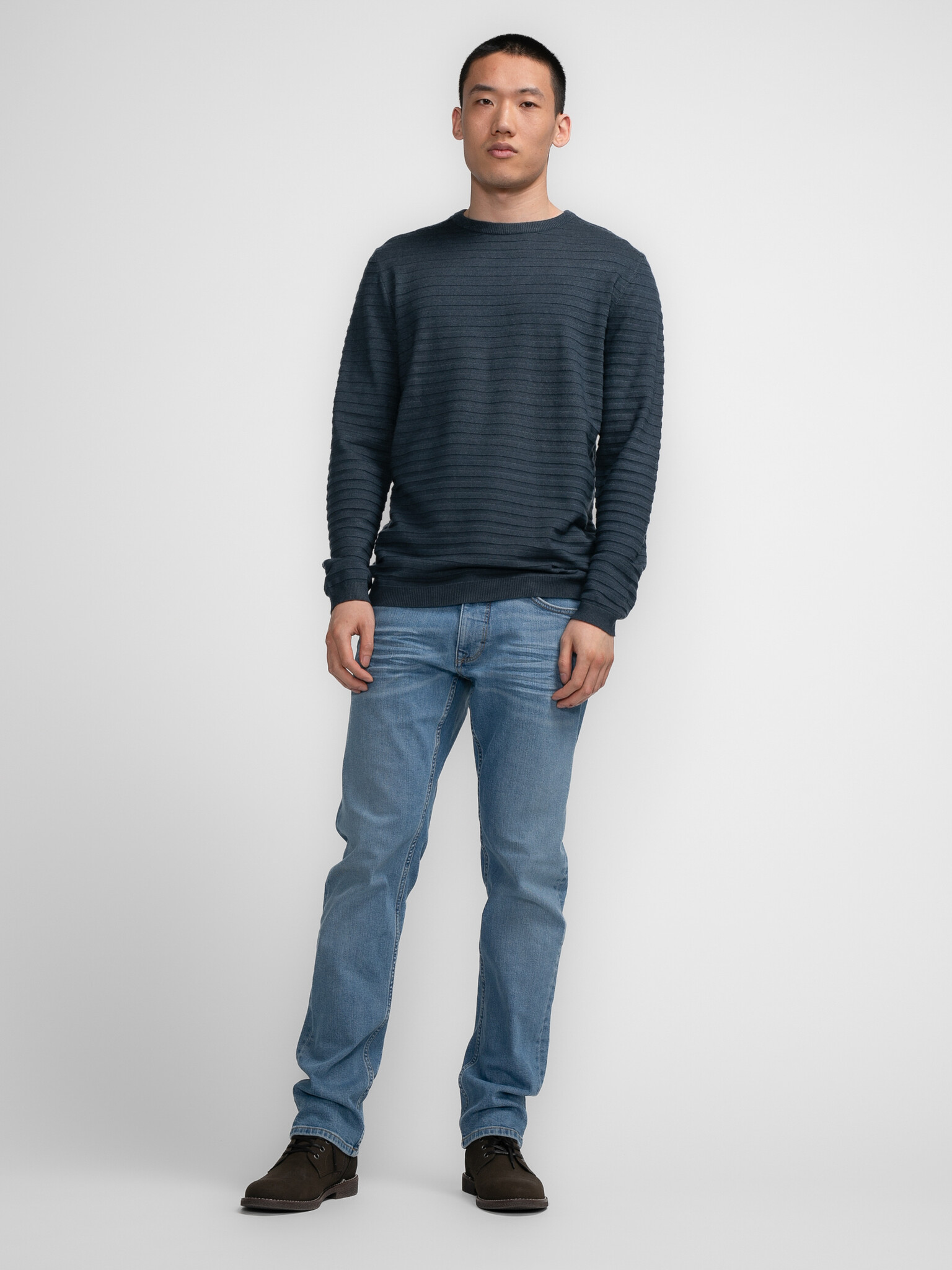 M-3040-KWR269 Men Knitwear Round Neck Basic (5185 Midnight Blue)