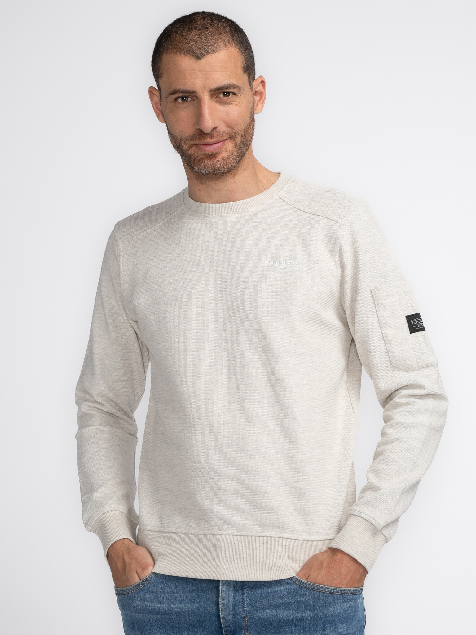 Petrol M-3040-SWR304 Men Sweater Round Neck (0009 Antique White Melee)