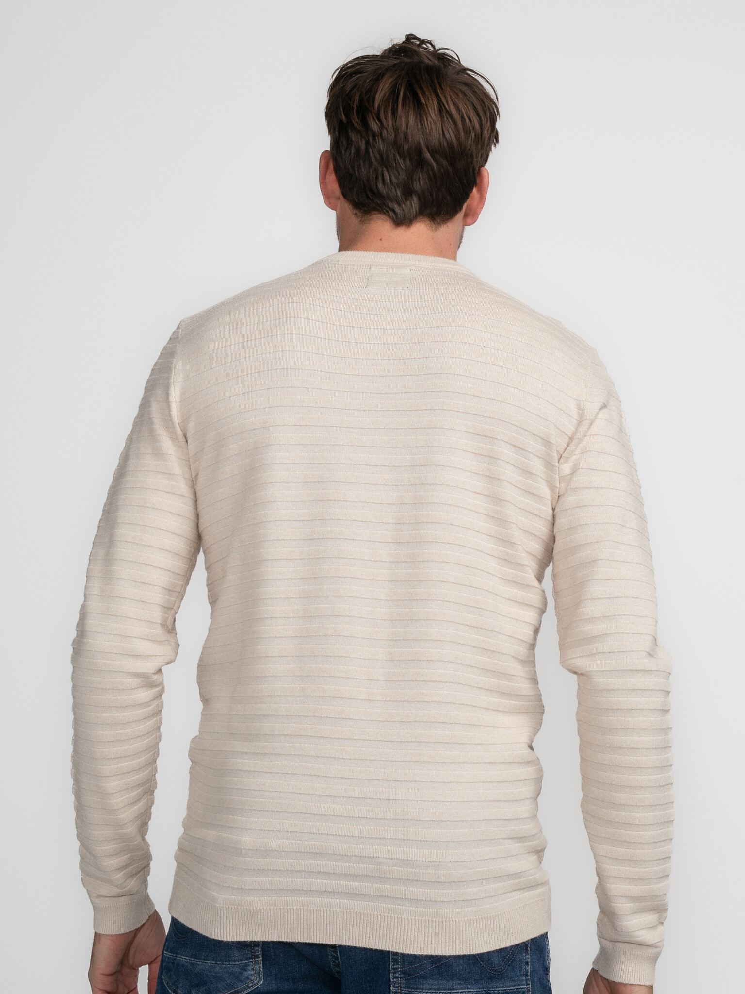 M-3040-KWR269 Men Knitwear Round Neck Basic (7137 Ecru)