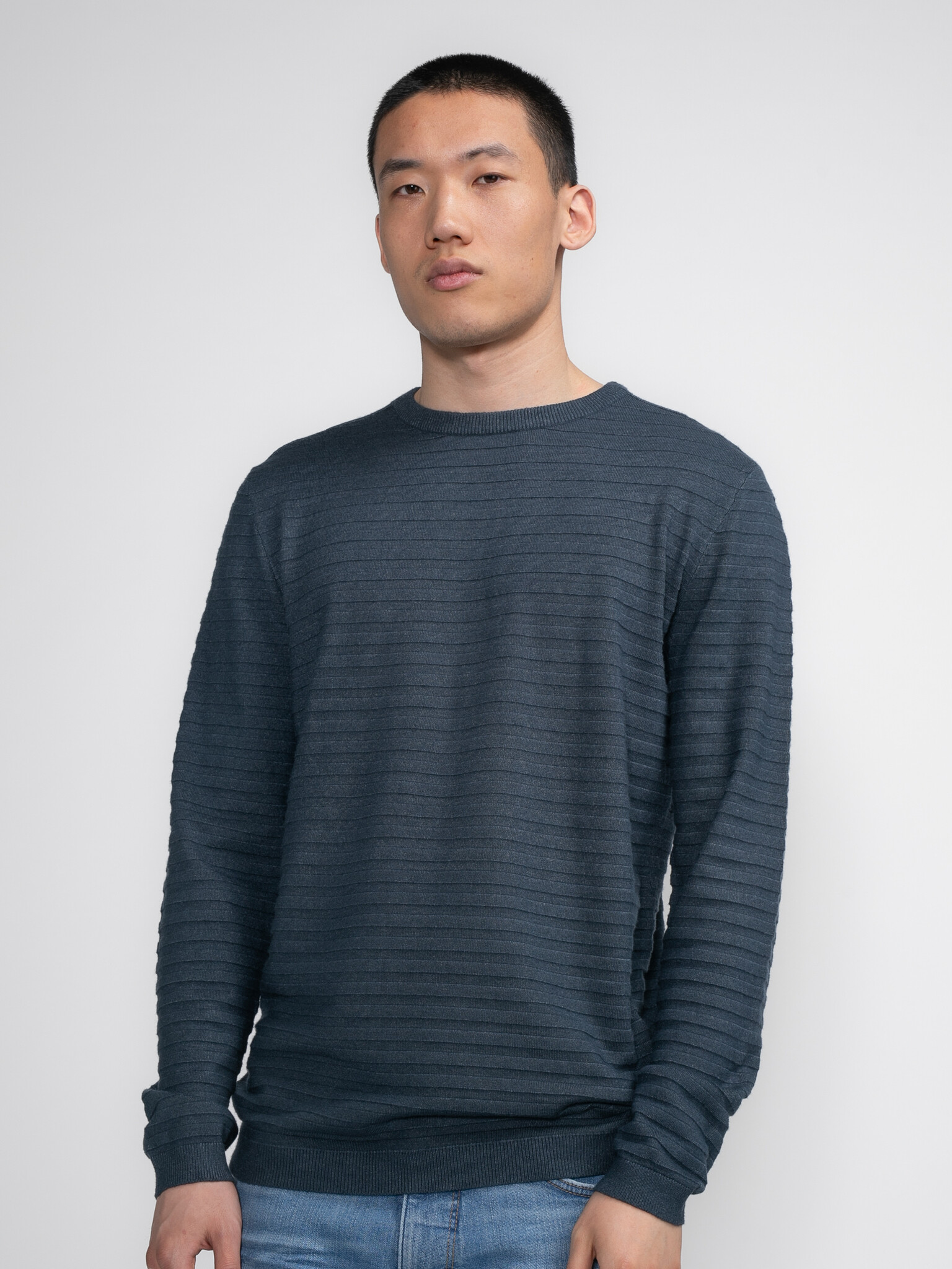 Petrol M-3040-KWR269 Men Knitwear Round Neck Basic (5185 Midnight blue)