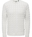 ONSKICKER LIFE REG 3 CABLE CREW KNIT (Antique White)