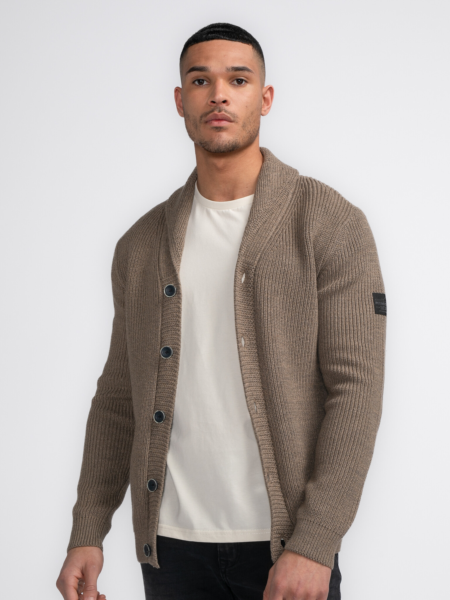 Petrol Industries M-3040-KWC282 Men Knitwear Collar Cardigan (7140 Oak)