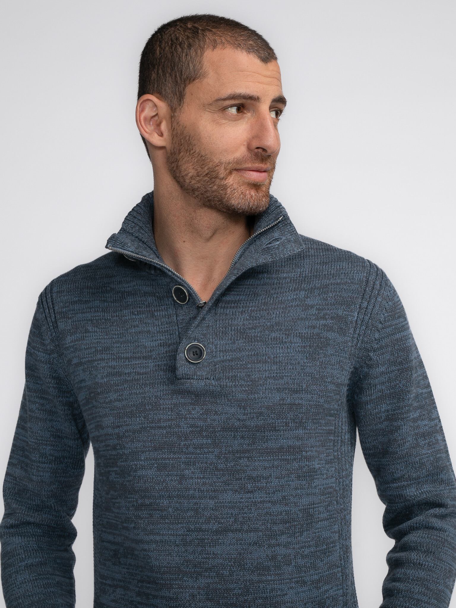 M-3040-KWC206 Men Knitwear Collar (5183 Light Shadow)