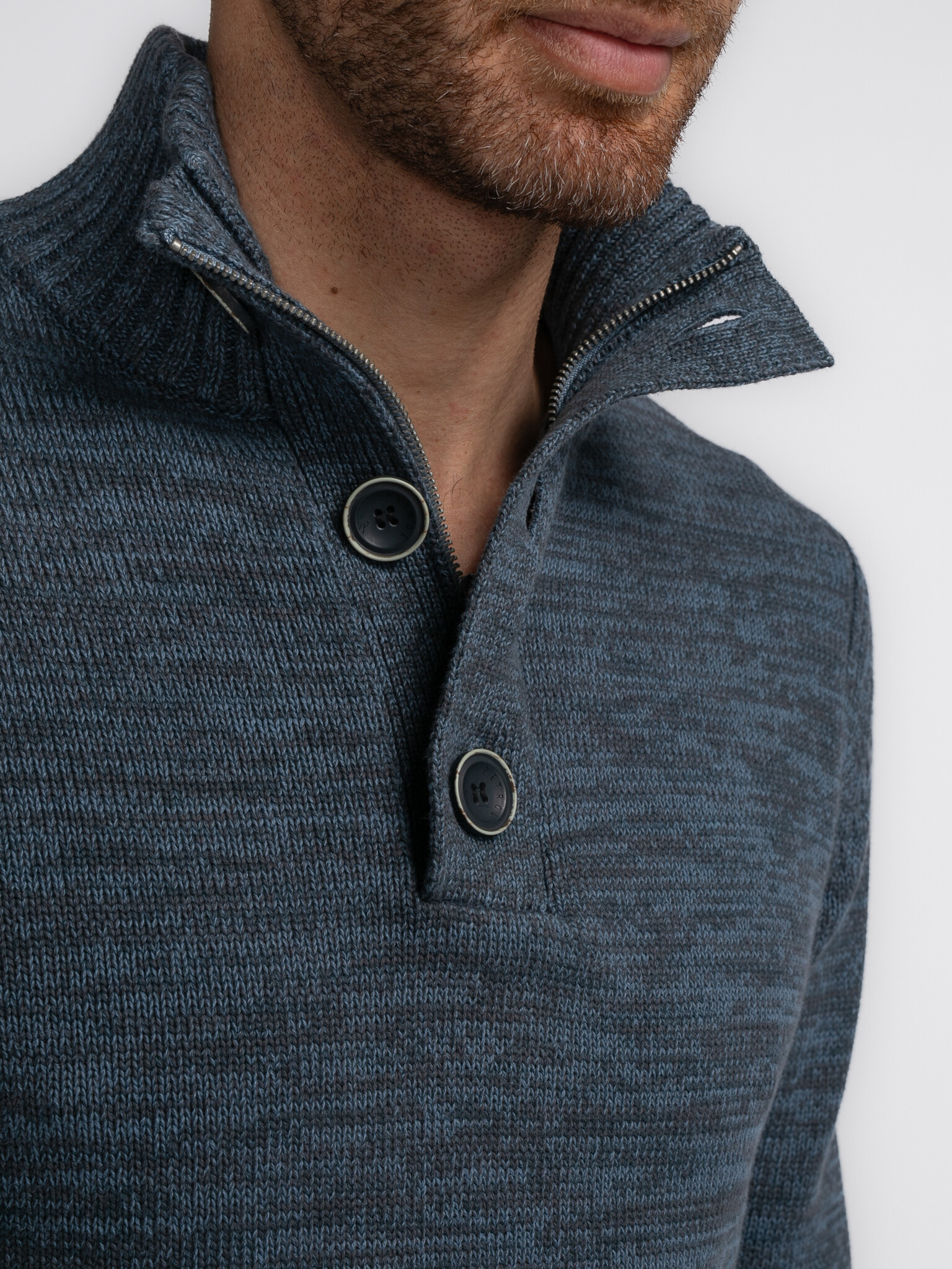 M-3040-KWC206 Men Knitwear Collar (5183 Light Shadow)