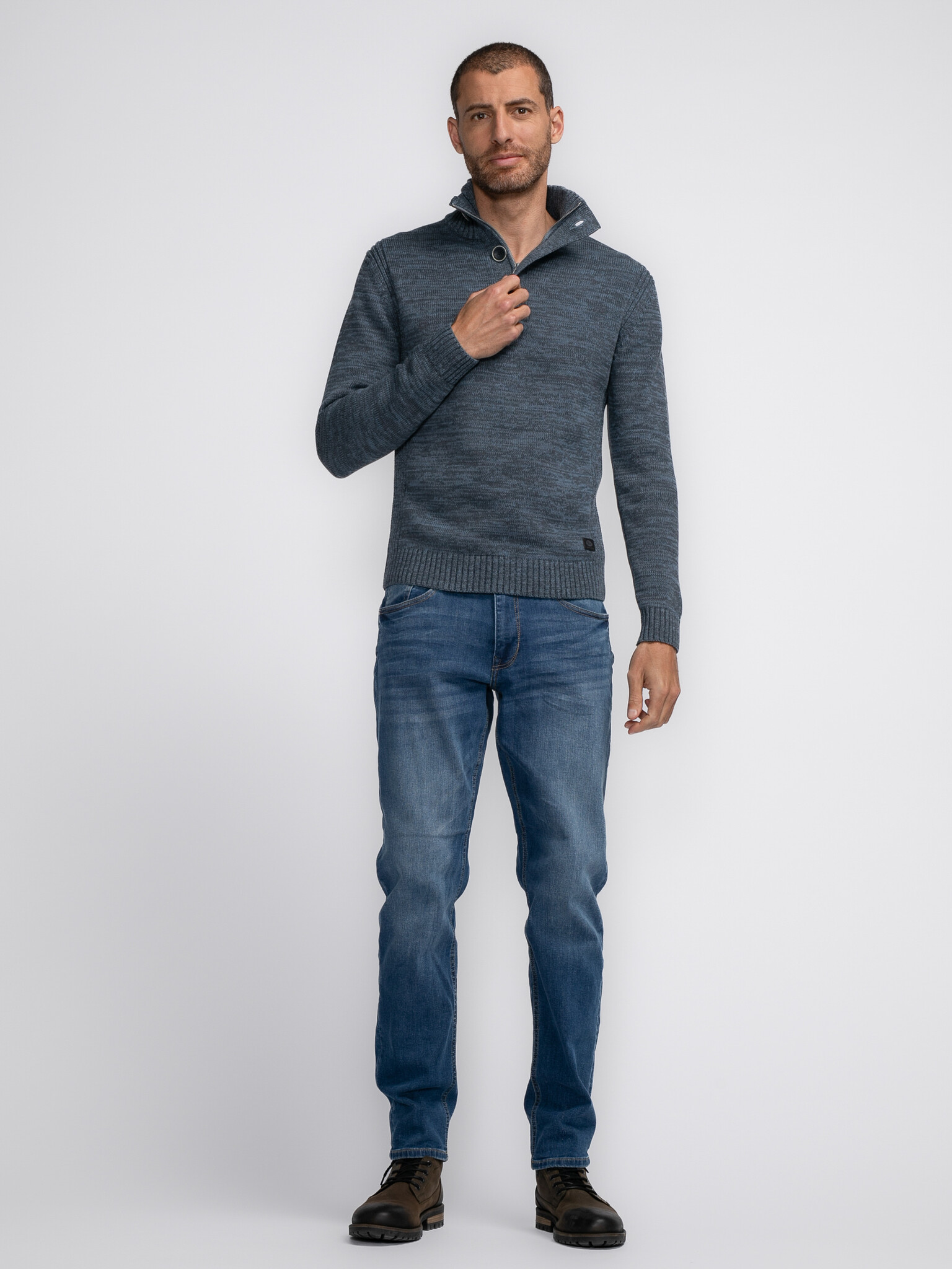 M-3040-KWC206 Men Knitwear Collar (5183 Light Shadow)