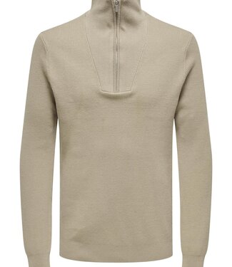 Only & Sons ONSPHILL REG 12 RIB HALF ZIP KNIT (Chinchilla)