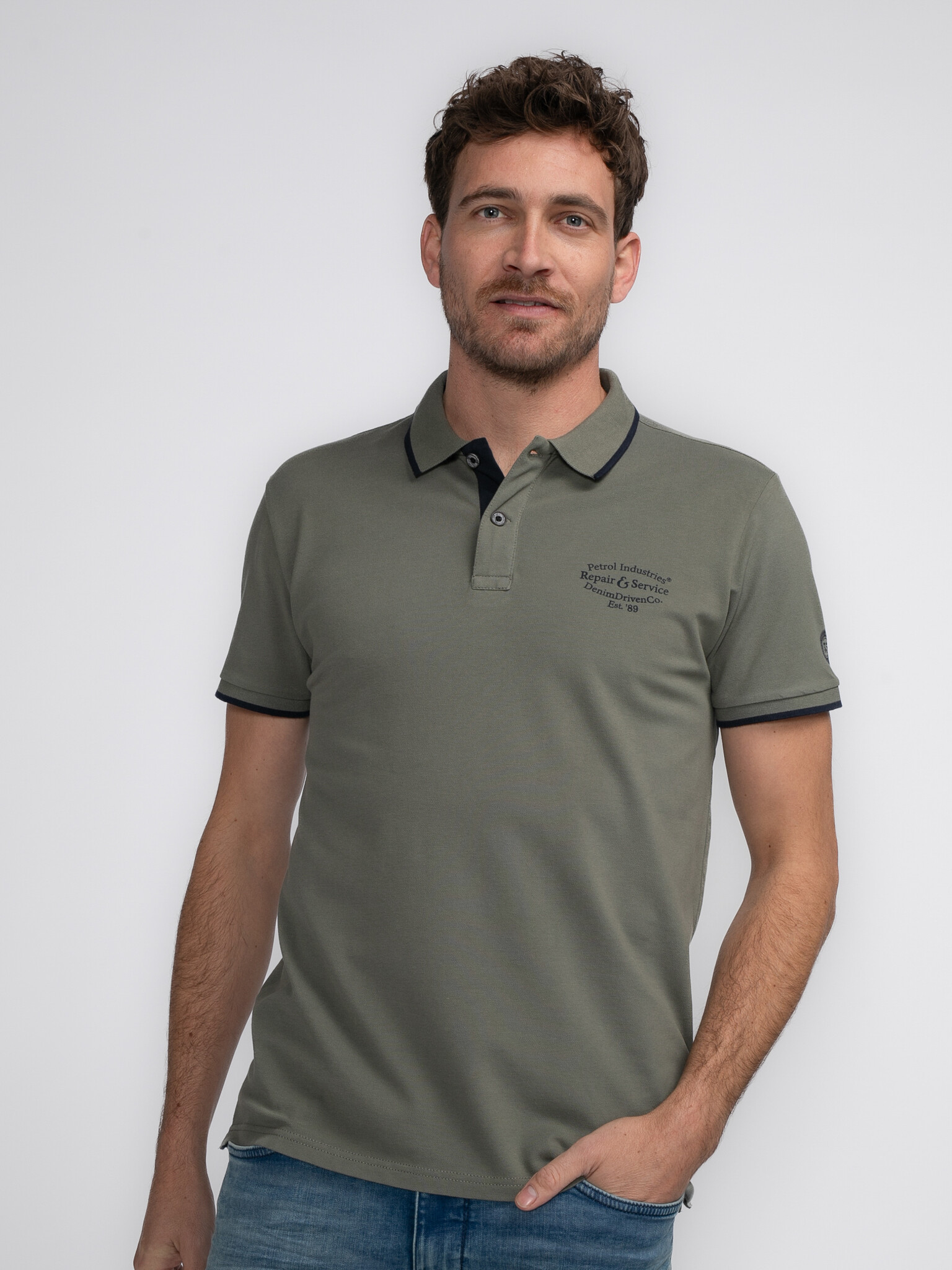 M-3040-POL913 Men Polo Short Sleeve (6165 Dark Sage)