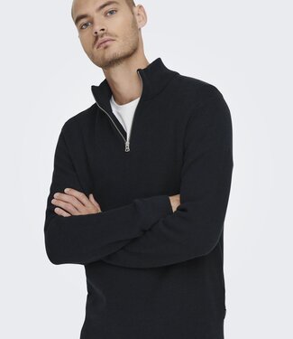 Only & Sons ONSPHIL REG 12 STRUC HALF ZIP KNIT NOOS (Dark Navy)