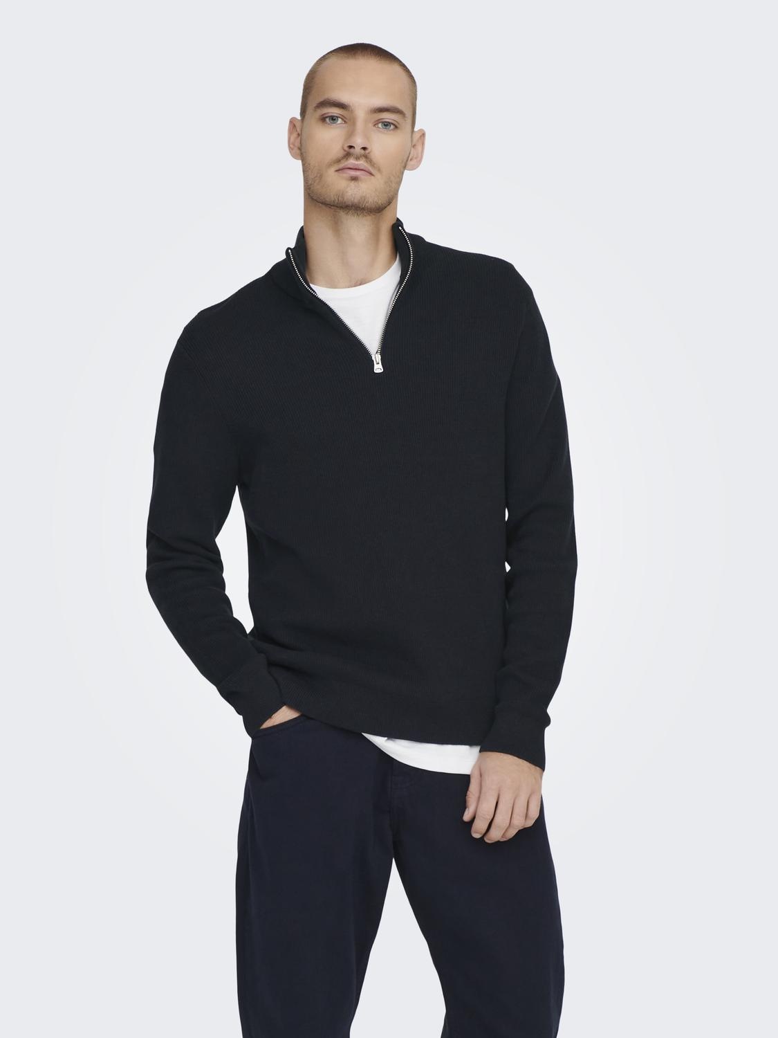 ONSPHIL REG 12 STRUC HALF ZIP KNIT NOOS (Dark Navy)