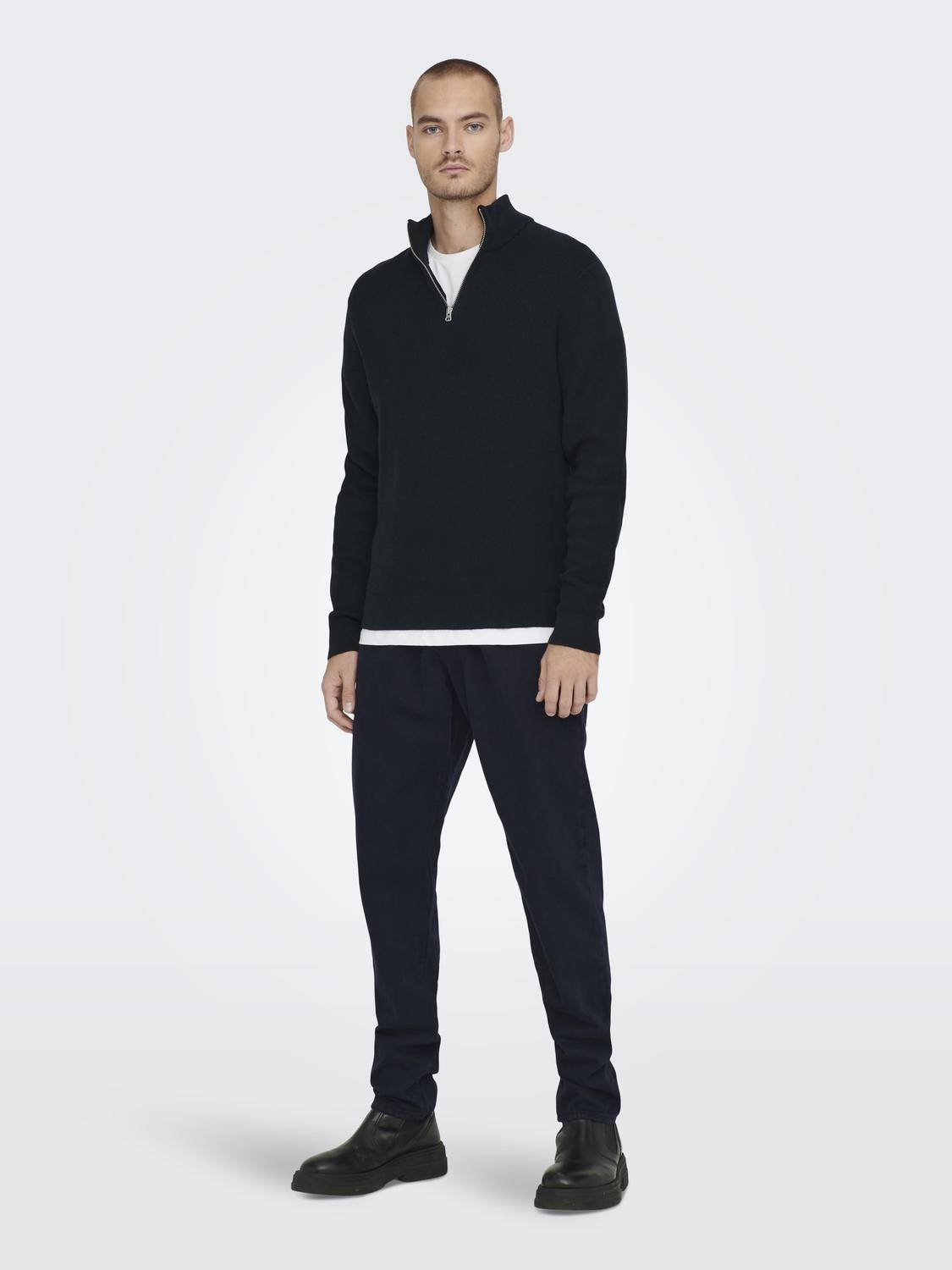 ONSPHIL REG 12 STRUC HALF ZIP KNIT NOOS (Dark Navy)