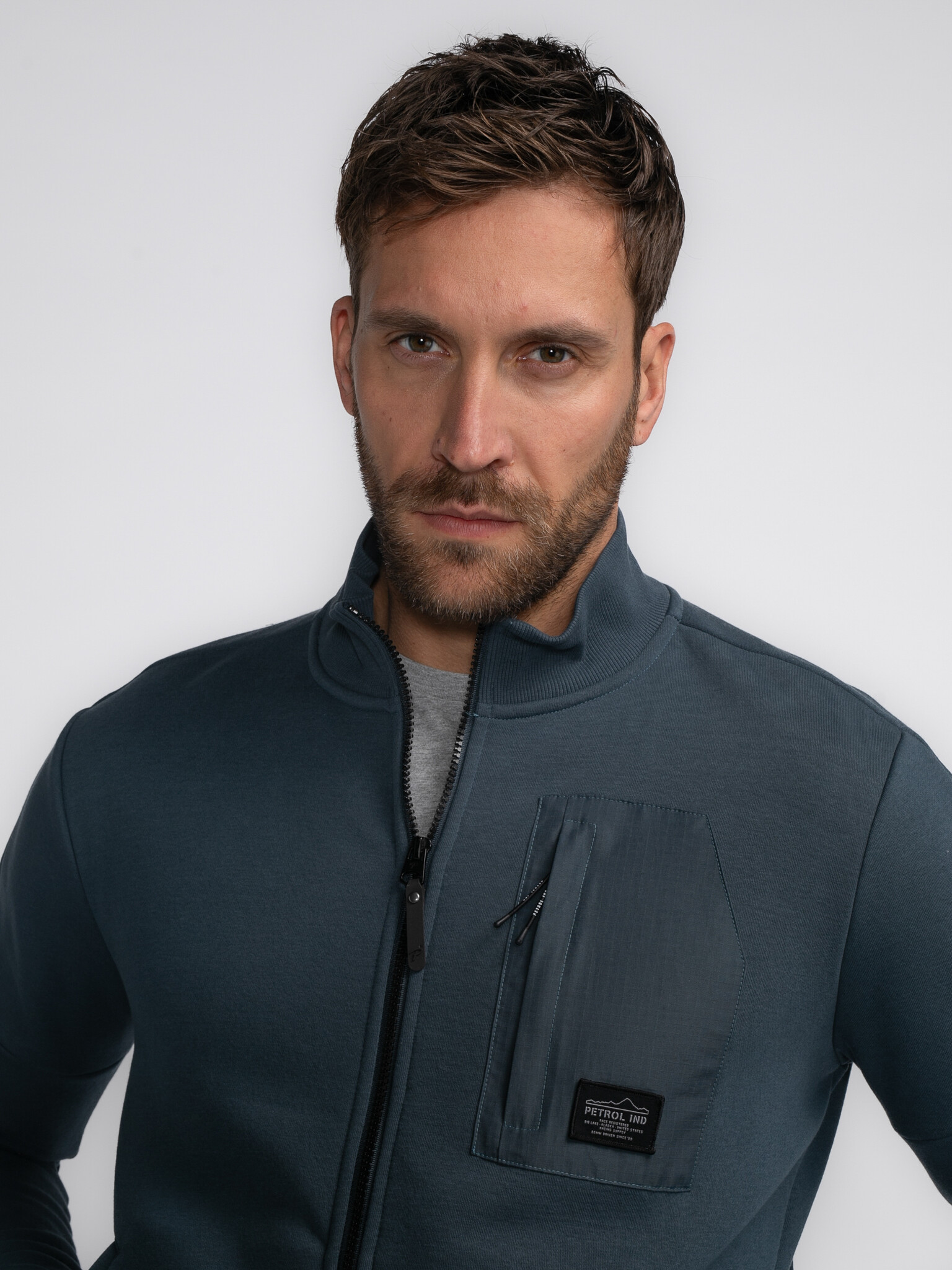 M-3040-SWC307 Men Sweater Collar Zip (5185 Midnight Blue)