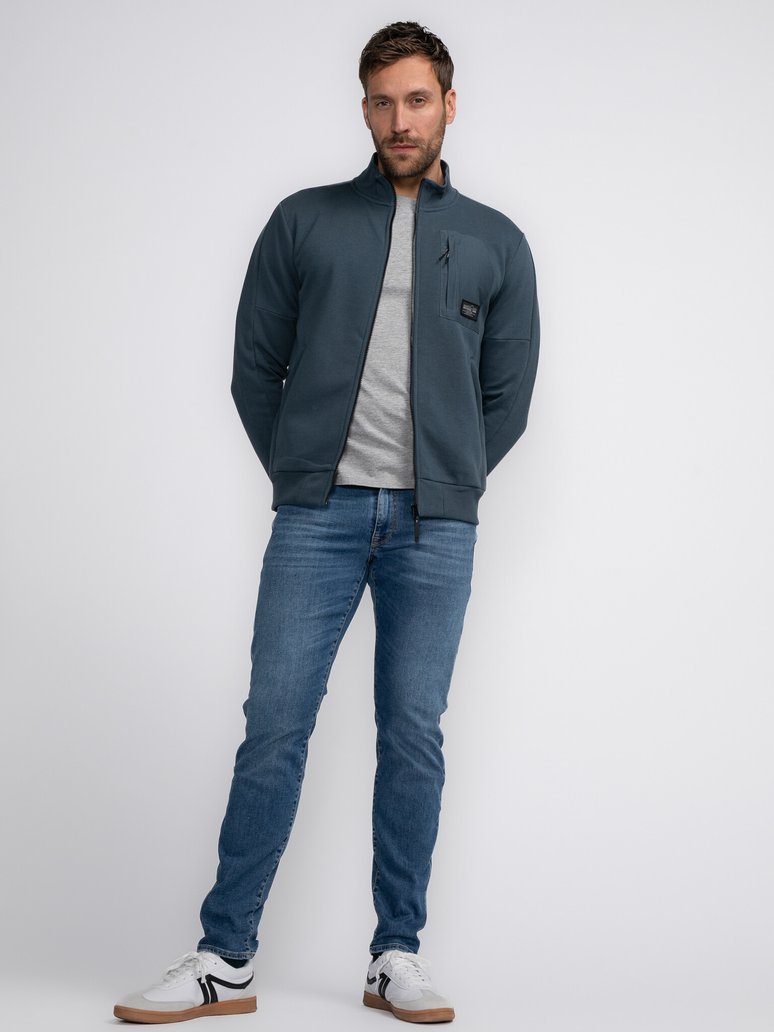 M-3040-SWC307 Men Sweater Collar Zip (5185 Midnight Blue)