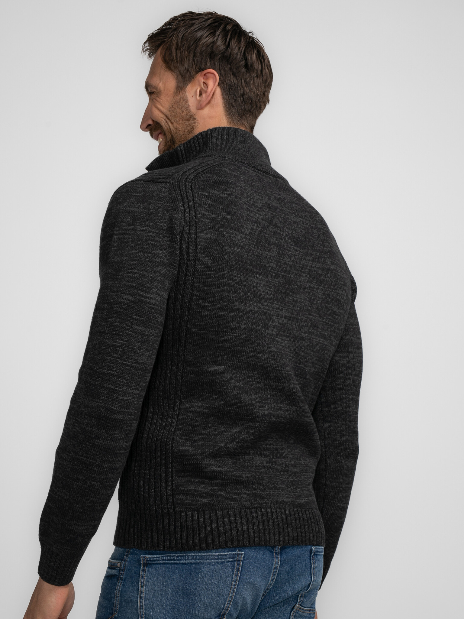 M-3040-KWC206 Men Knitwear Collar (9091 Dark Black)