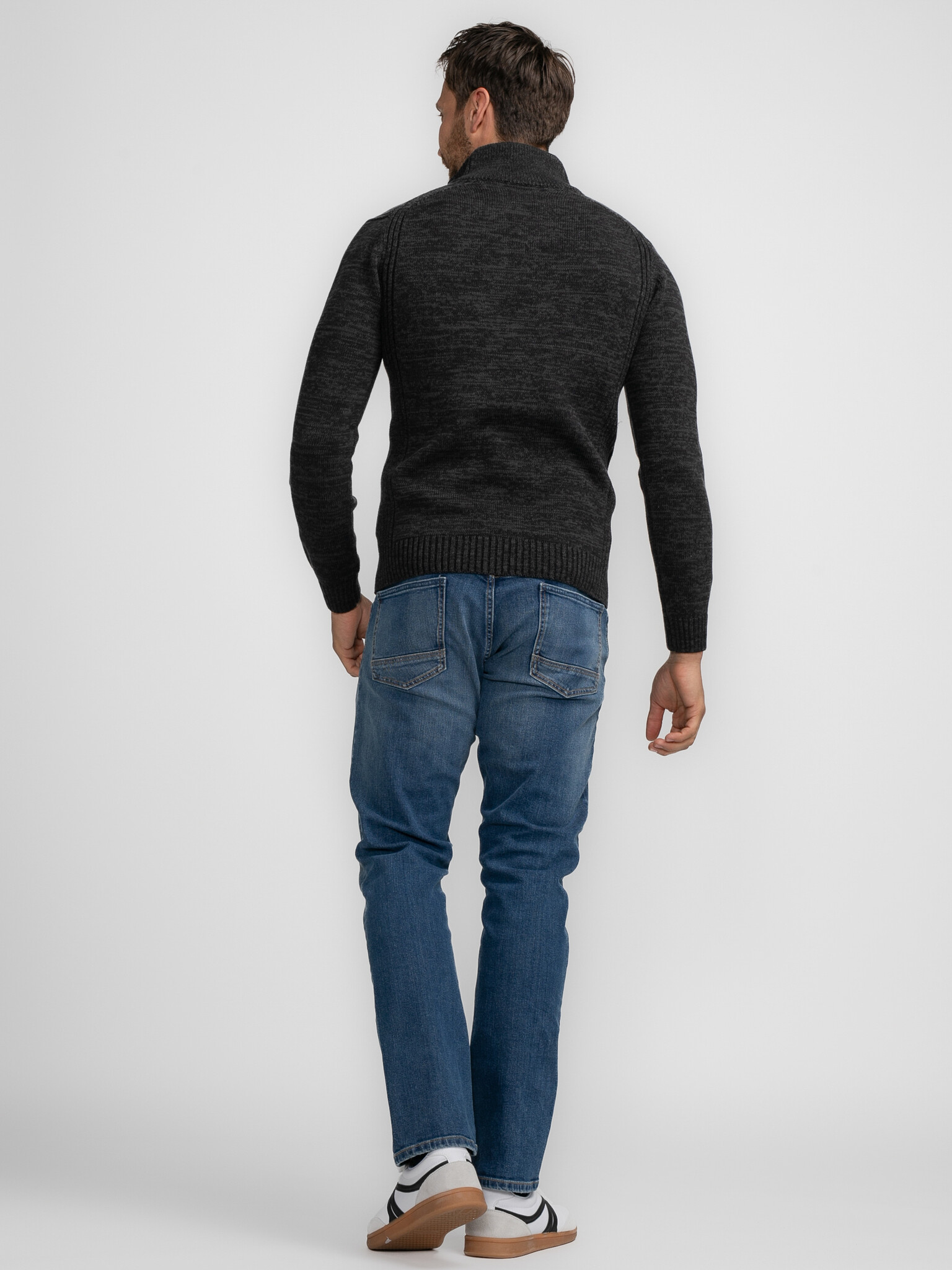 M-3040-KWC206 Men Knitwear Collar (9091 Dark Black)