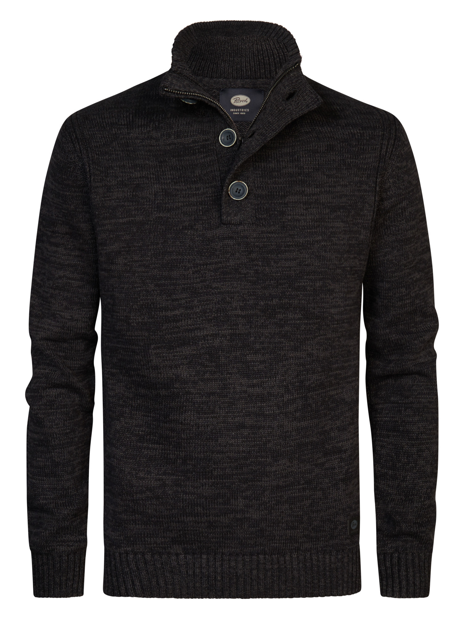 M-3040-KWC206 Men Knitwear Collar (9091 Dark Black)