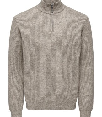 Only & Sons ONSTEGAN REG 5 WOOL HALF ZIP KNIT (Vintage Khaki)