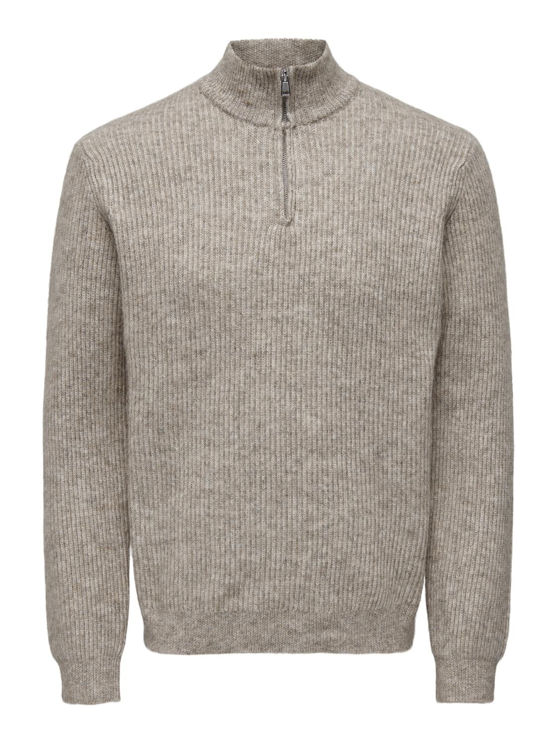 ONSTEGAN REG 5 WOOL HALF ZIP KNIT (Vintage Khaki)