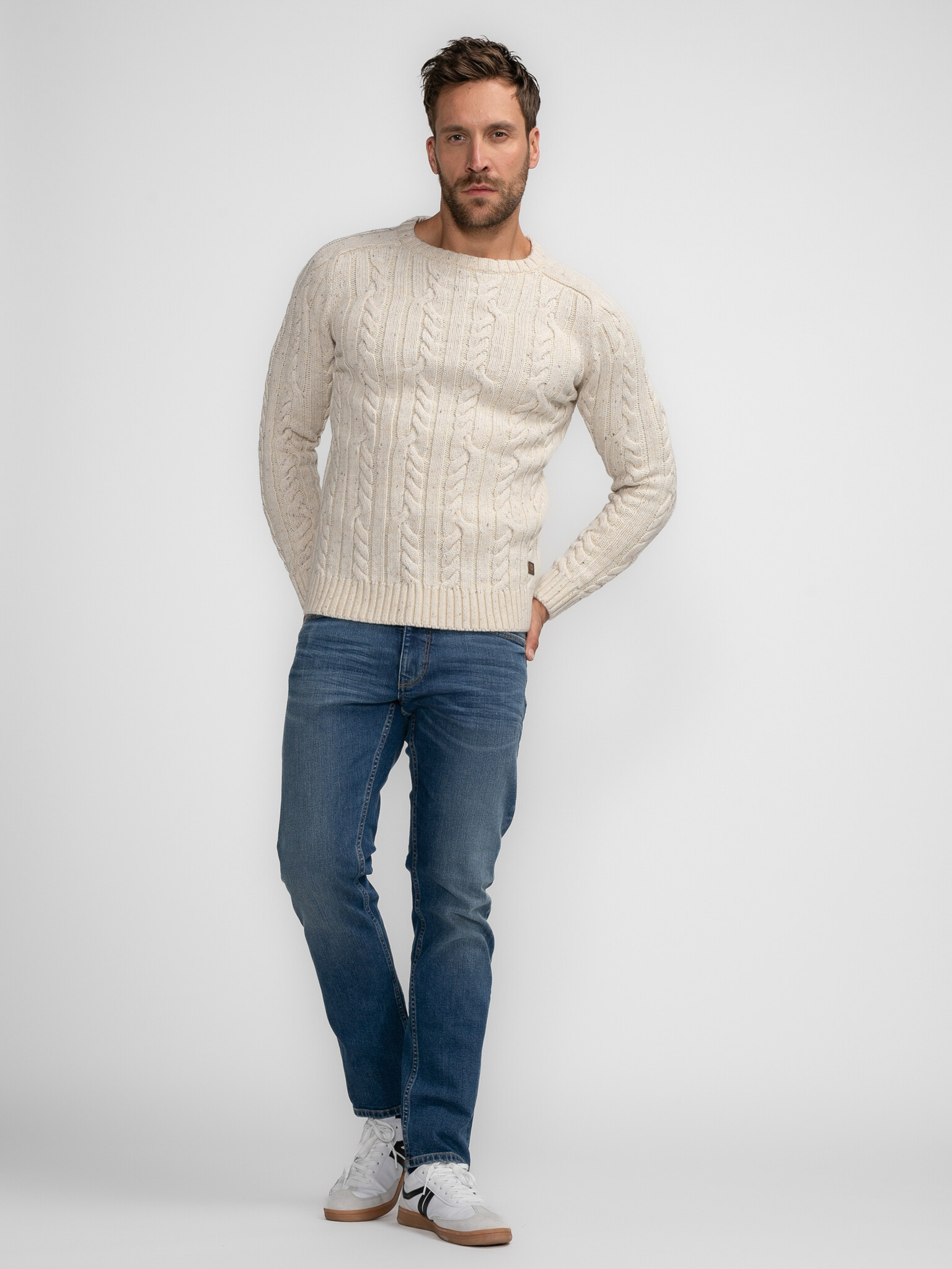 M-3040-KWR247 Men Knitwear Round Neck Basic (7137 Ecru)