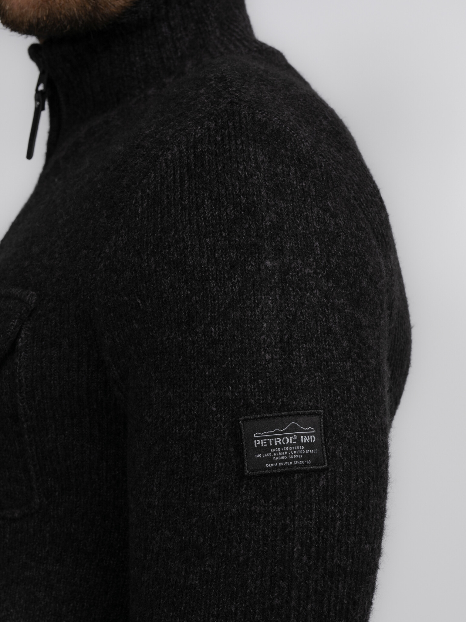 M-3040-KWC218 Men Knitwear Collar Cardiguan (9091 Dark Black)