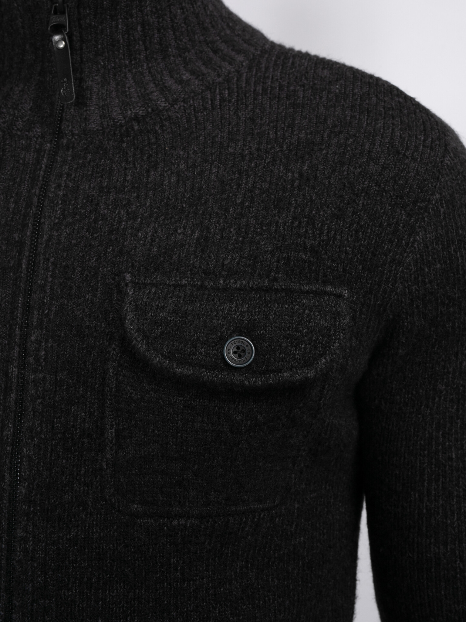 M-3040-KWC218 Men Knitwear Collar Cardiguan (9091 Dark Black)