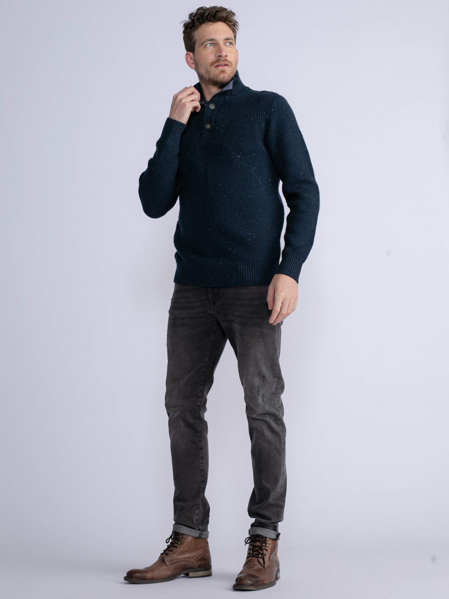 M-3030-KWC226 Men Knitwear Collar (5107 Dark Sapphire)