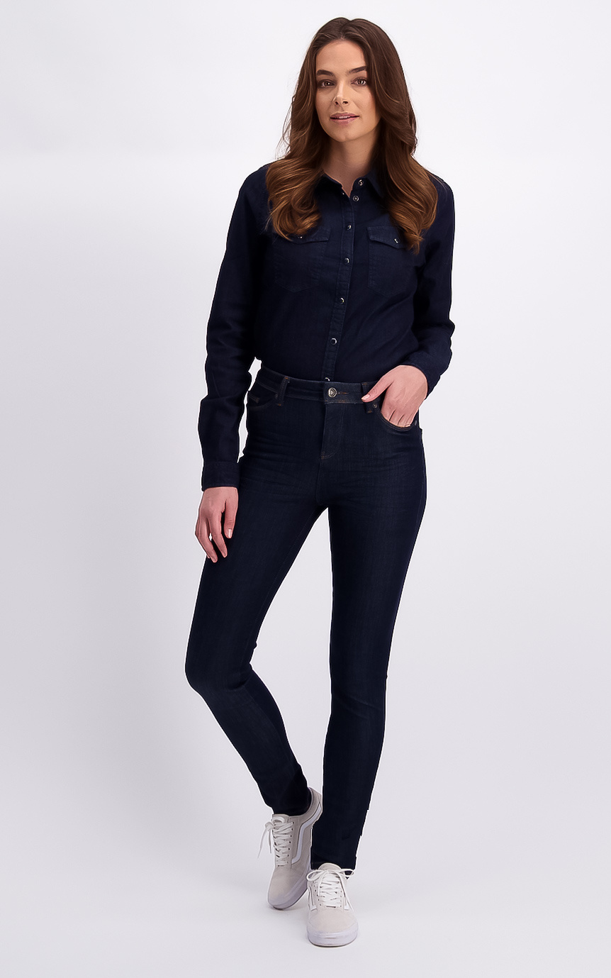 BELINDA High Rise Str. Blue Rinsed