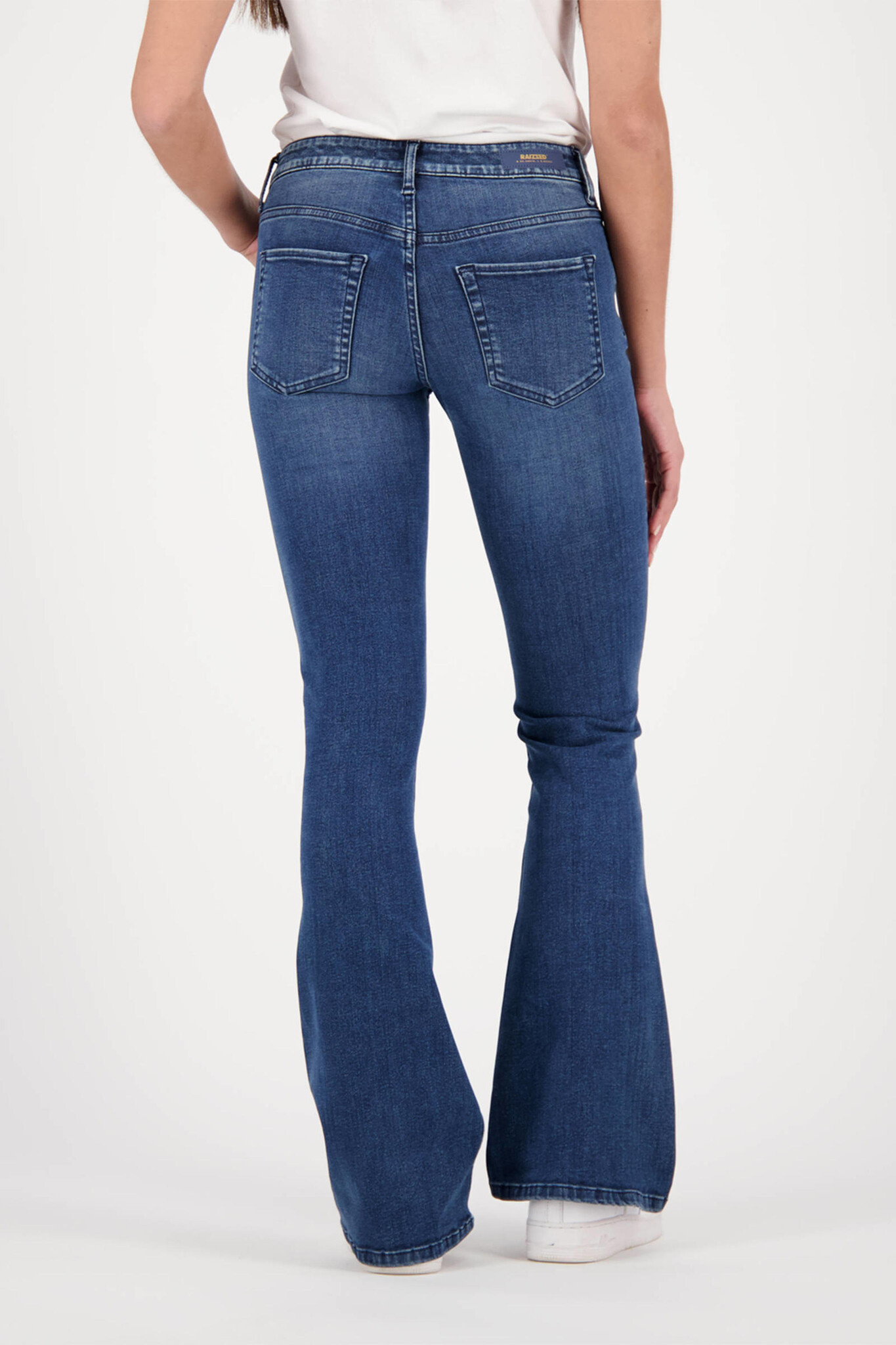 ECLIPSE Mid rise Dark Blue Stone Flare Jeans