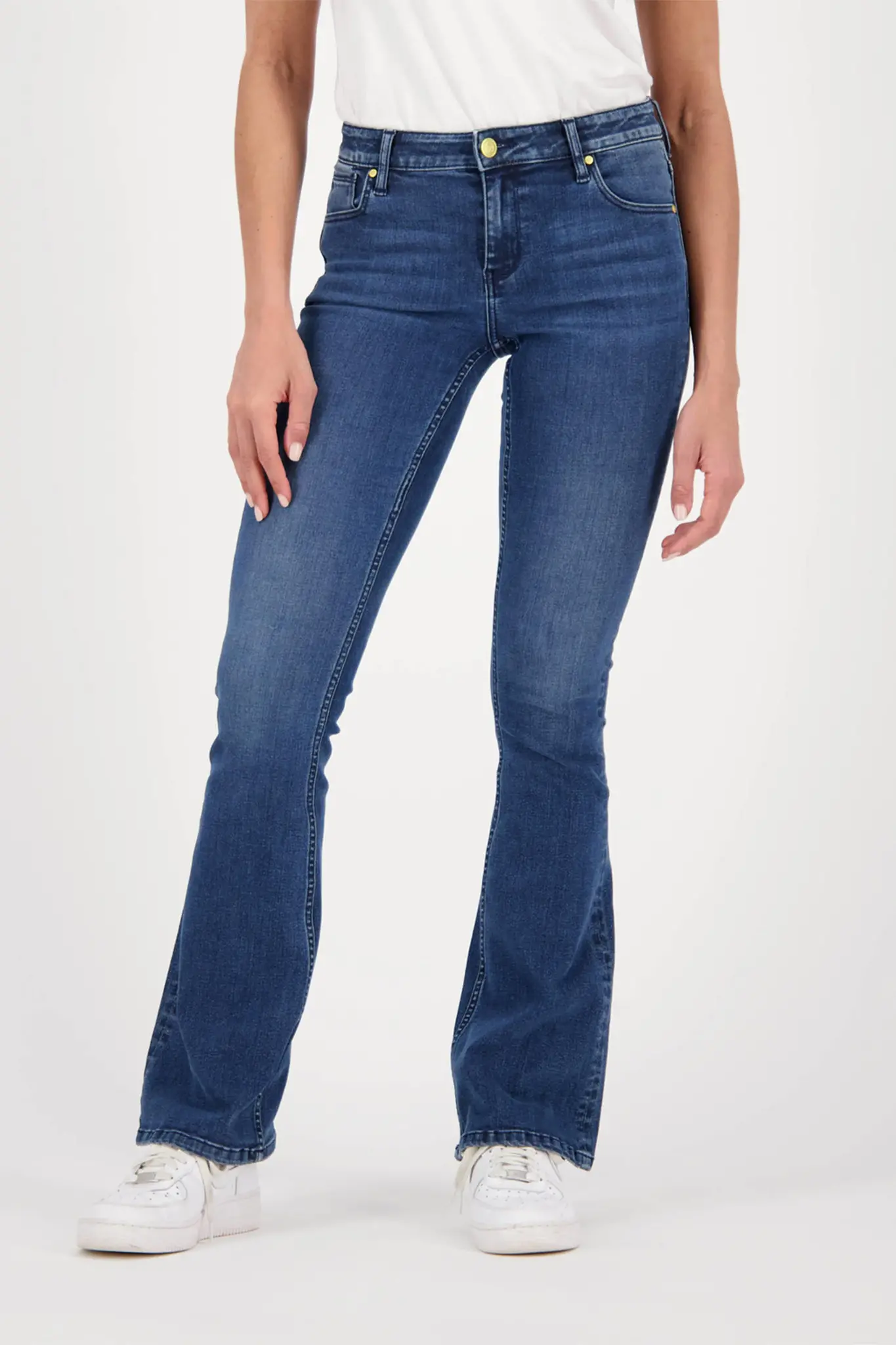 ECLIPSE Mid rise Dark Blue Stone Flare Jeans