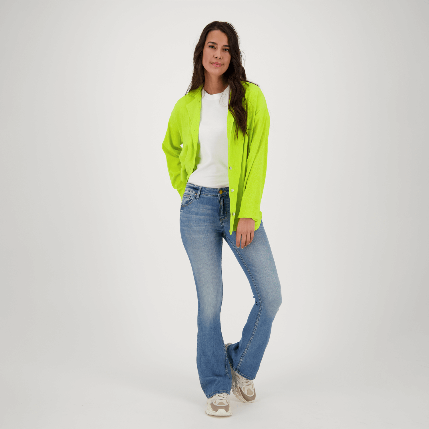 ECLIPSE Mid rise Mid Blue Stone Flare Jeans