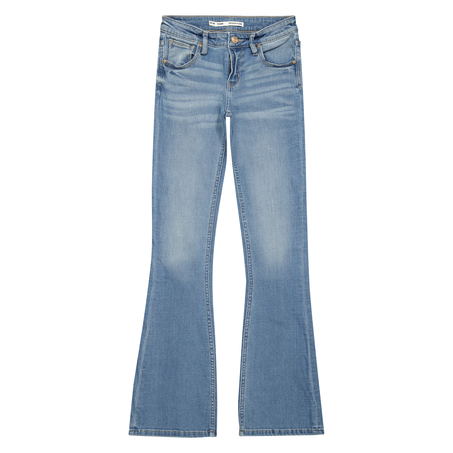 ECLIPSE Mid rise Mid Blue Stone Flare Jeans