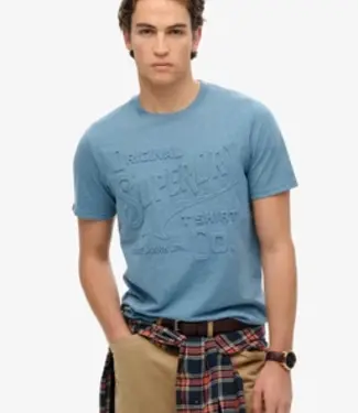 Superdry WORKWEAR EMBOSSED RELAXED TEE (Pottery Blue Marl)