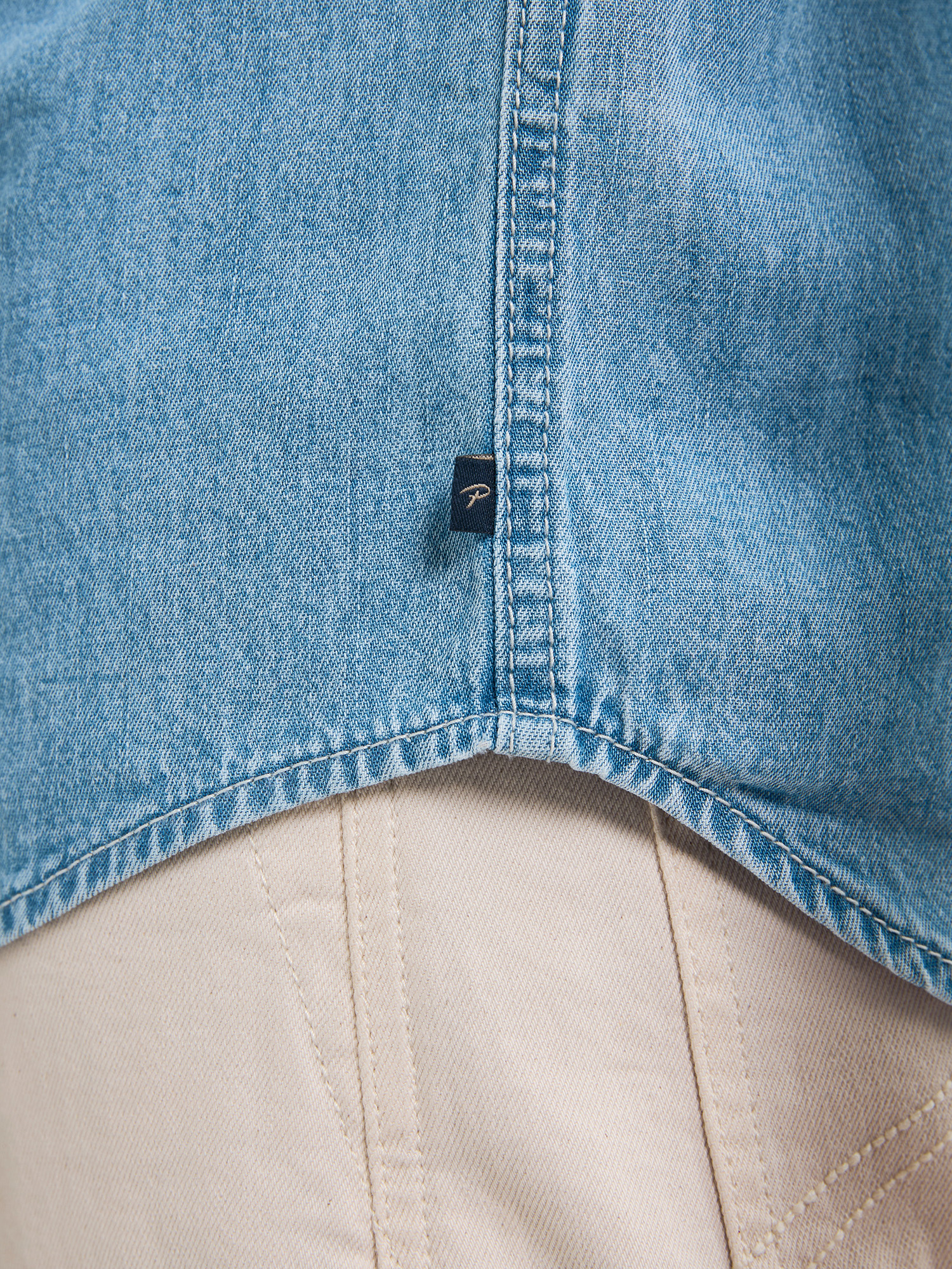 M-1050-SIL436 Men Shirt Long Sleeve Denim (5001 Light Indigo)