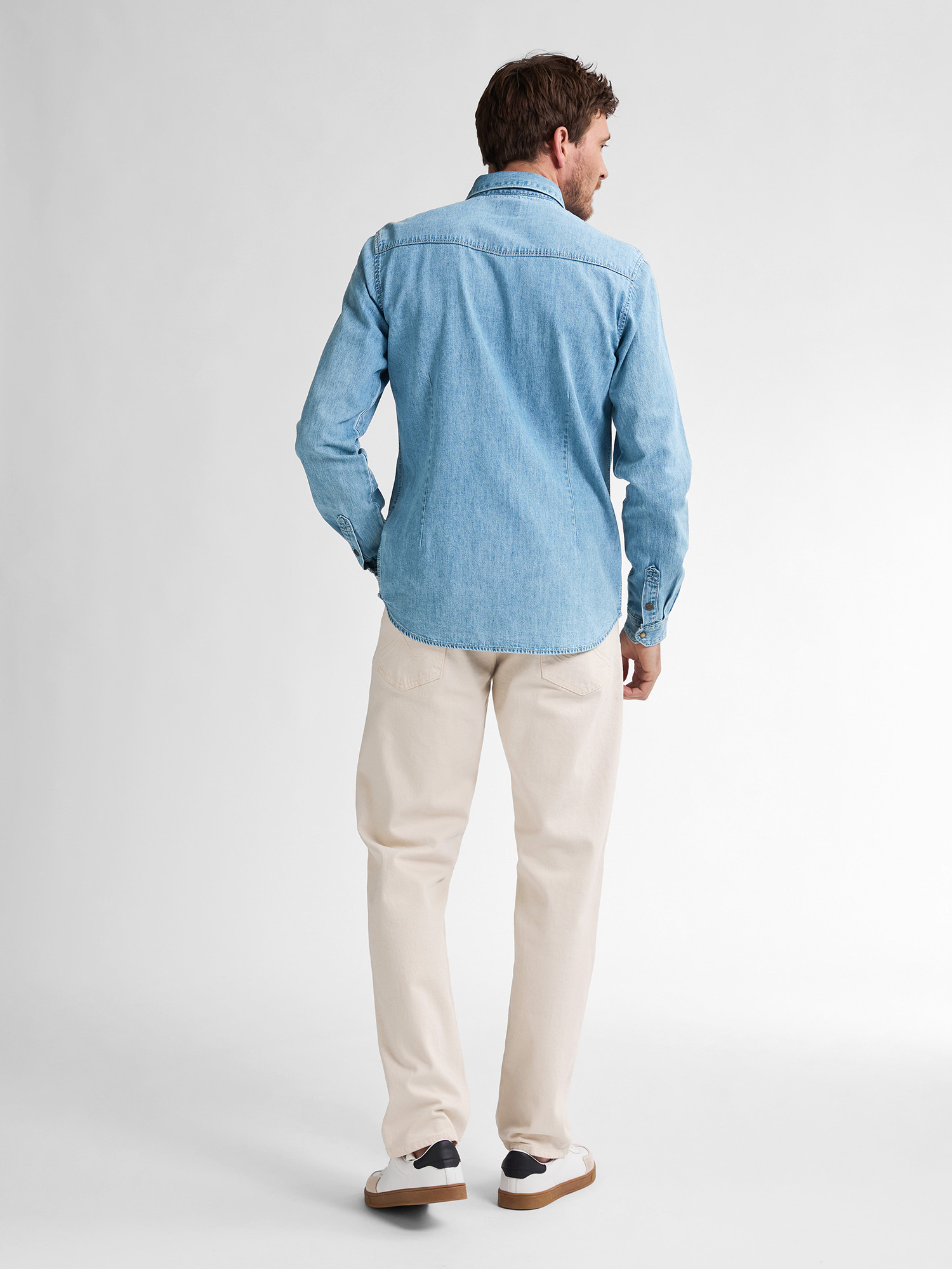 M-1050-SIL436 Men Shirt Long Sleeve Denim (5001 Light Indigo)