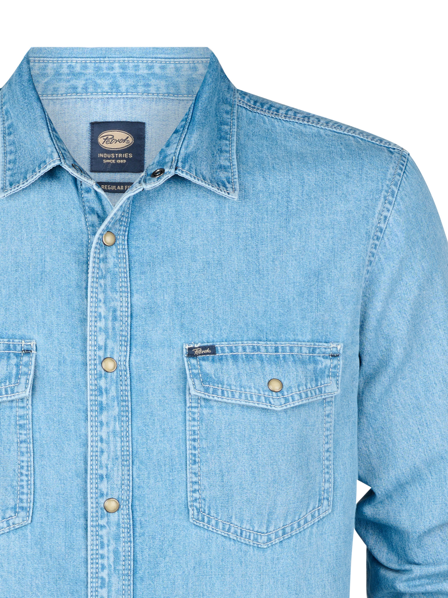 M-1050-SIL436 Men Shirt Long Sleeve Denim (5001 Light Indigo)