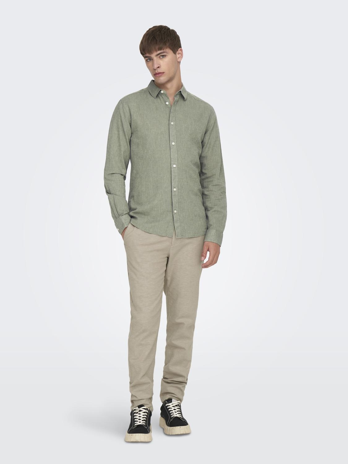 ONSCAIDEN LIFE LS SOLID LINEN SWAMP