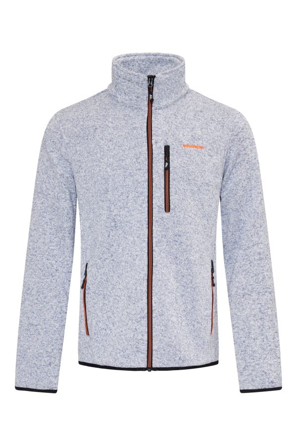 JAN MENS KNITTED FLEECE JACKET LIGHT BLUE MELANGE