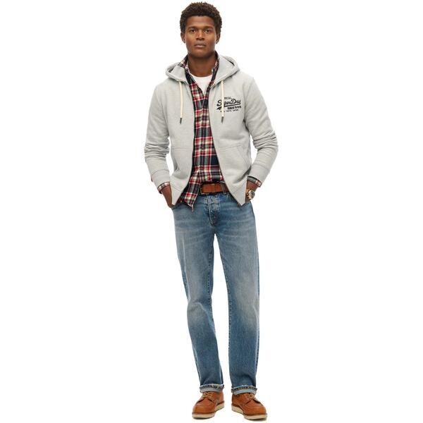 VL EMBROIDERED ZIPHOOD (Mid Grey Marl)