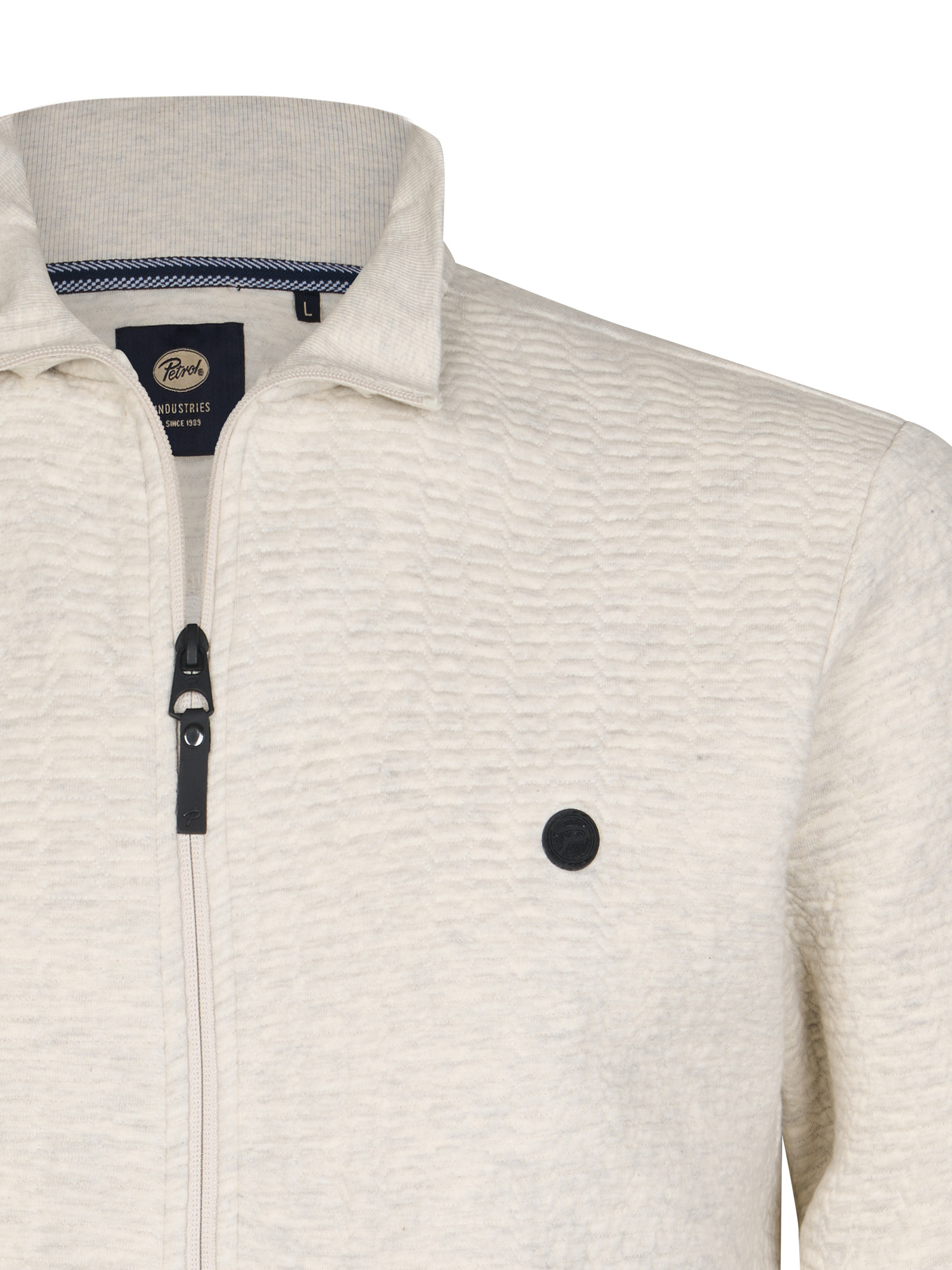 M-1050-SWC333 Men Sweater Collar Zip (0009 Antique White Melee)