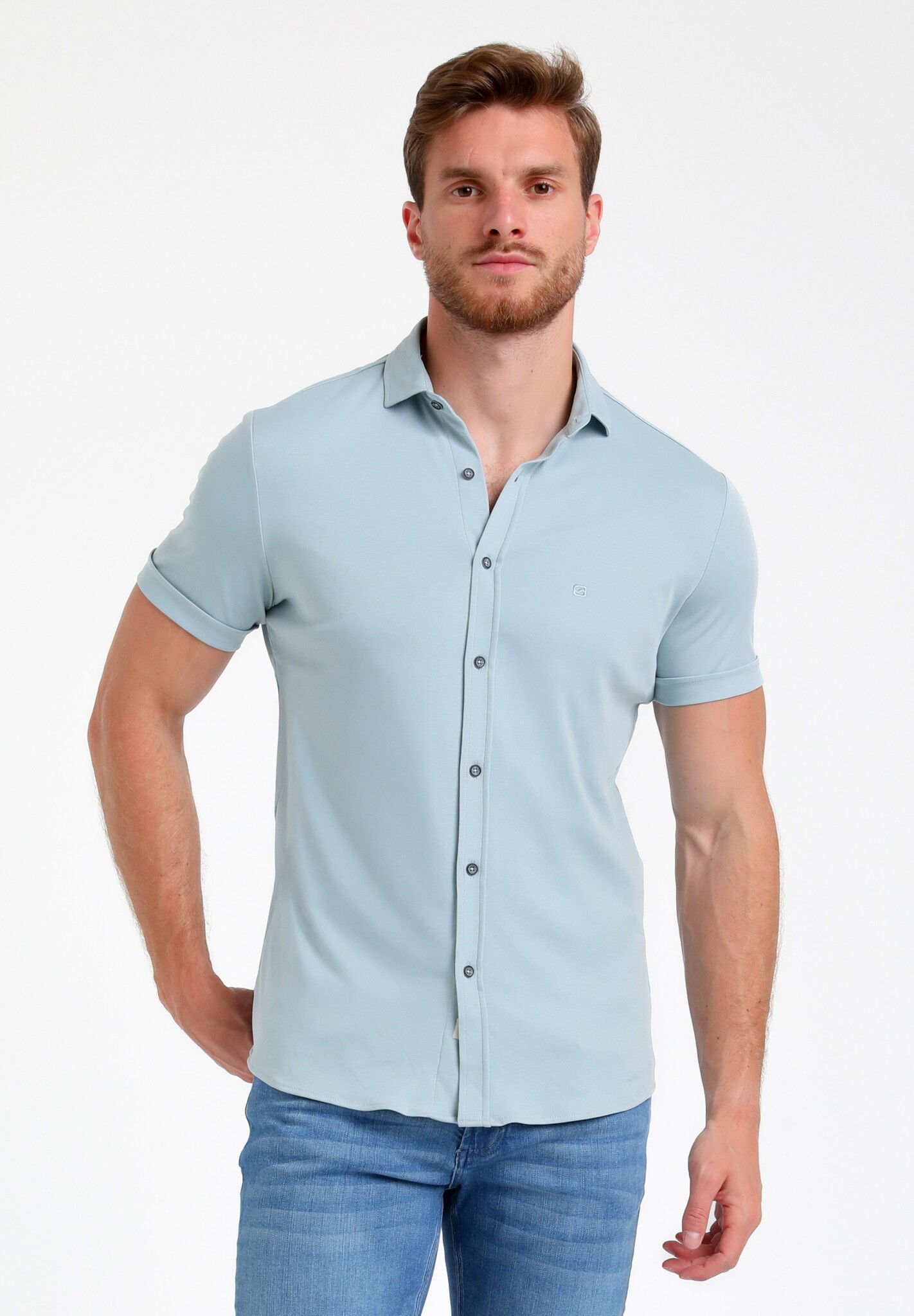 335535 Overhemd SS (4001 Bright Blue)