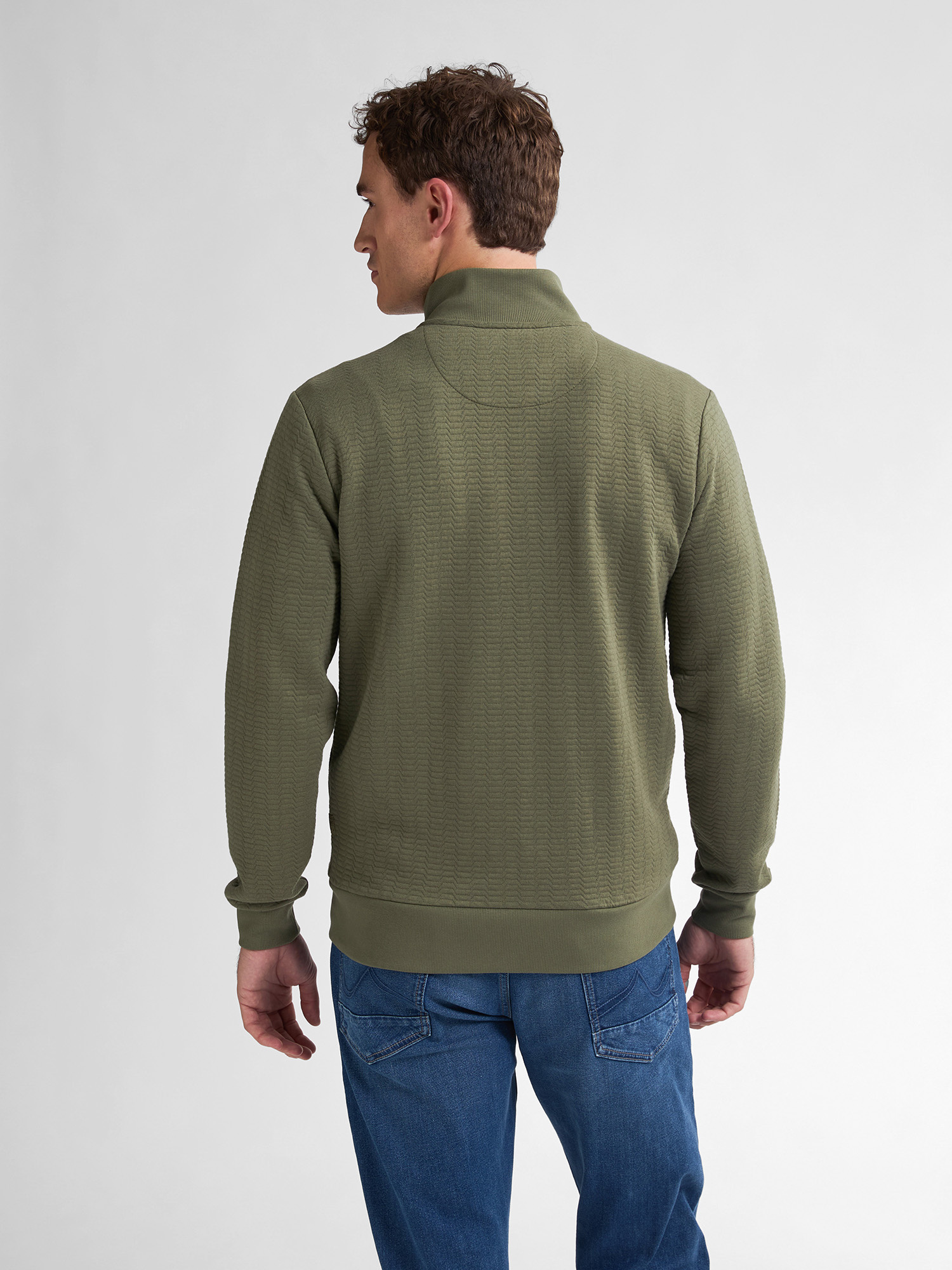 M-1050-SWC333 Men Sweater Collar Zip (6134 Dusty Army)
