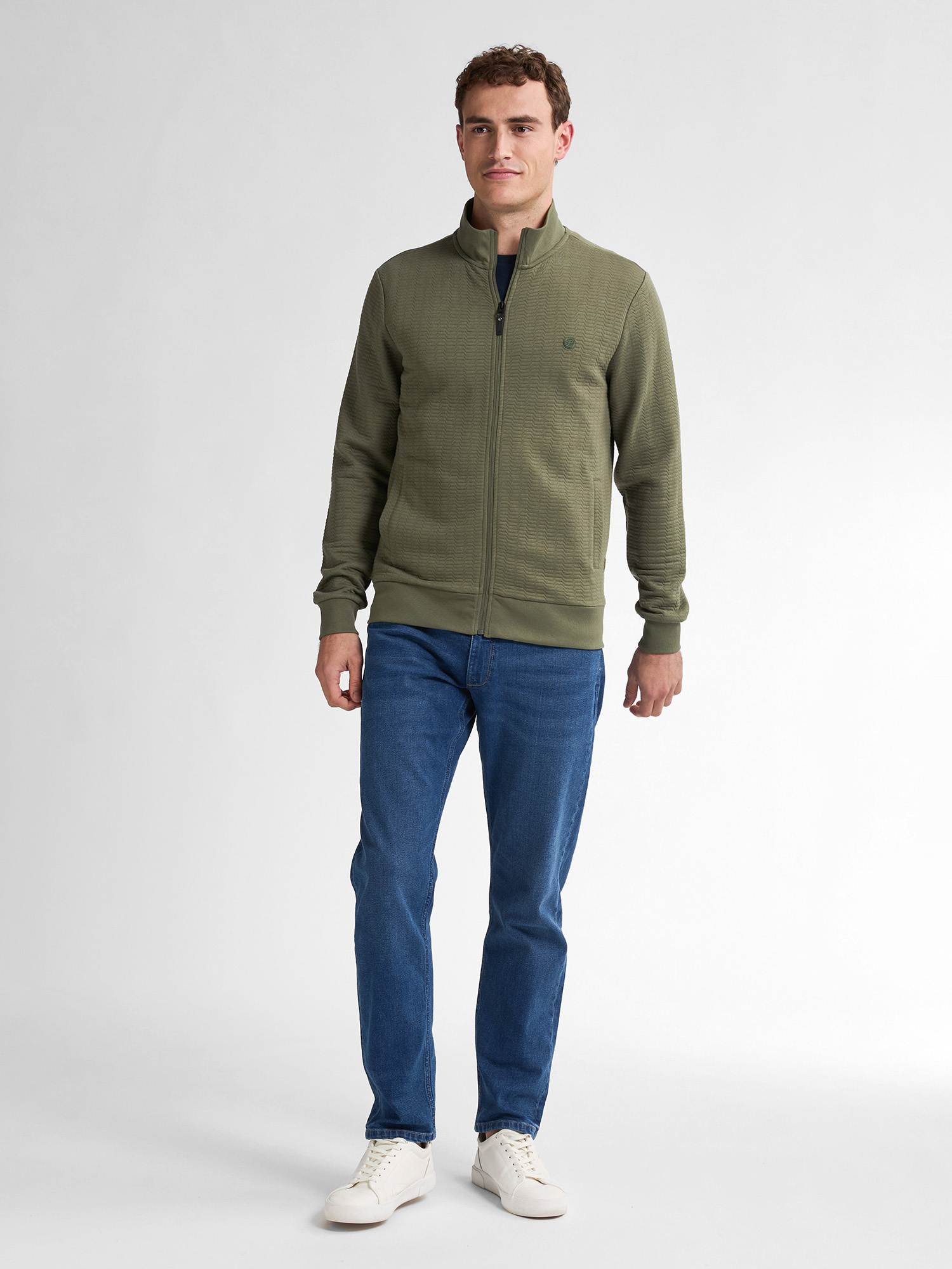 M-1050-SWC333 Men Sweater Collar Zip (6134 Dusty Army)
