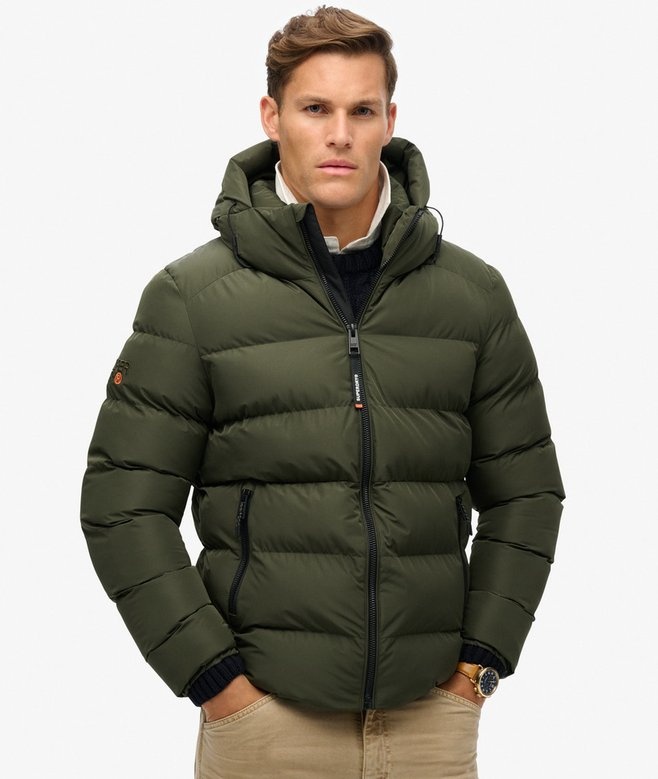 HOODED SPORTS PUFFER JACKET (Army)