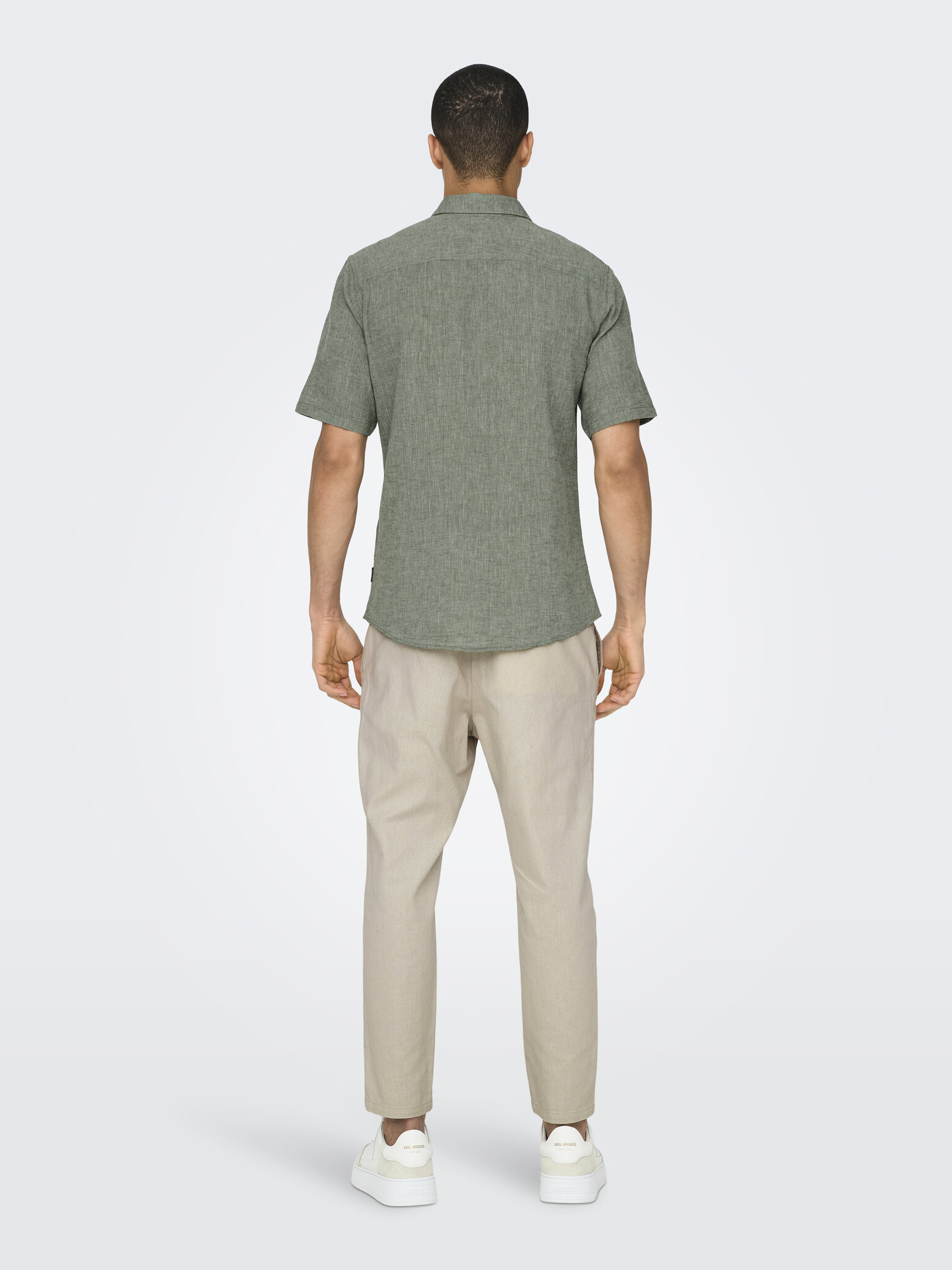 ONSCAIDEN LIFE SS SOLID LINEN SHIRT NOOS SWAMP